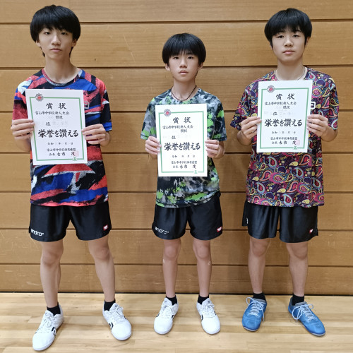 R08.10 富山市新人大会中学生の部　優勝、2位、3位