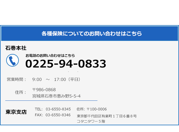 安田総合各種保険についてのお問い合わせ