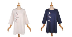 22-5125 ムッシュ君　ローズガーデン　七分袖Tシャツ