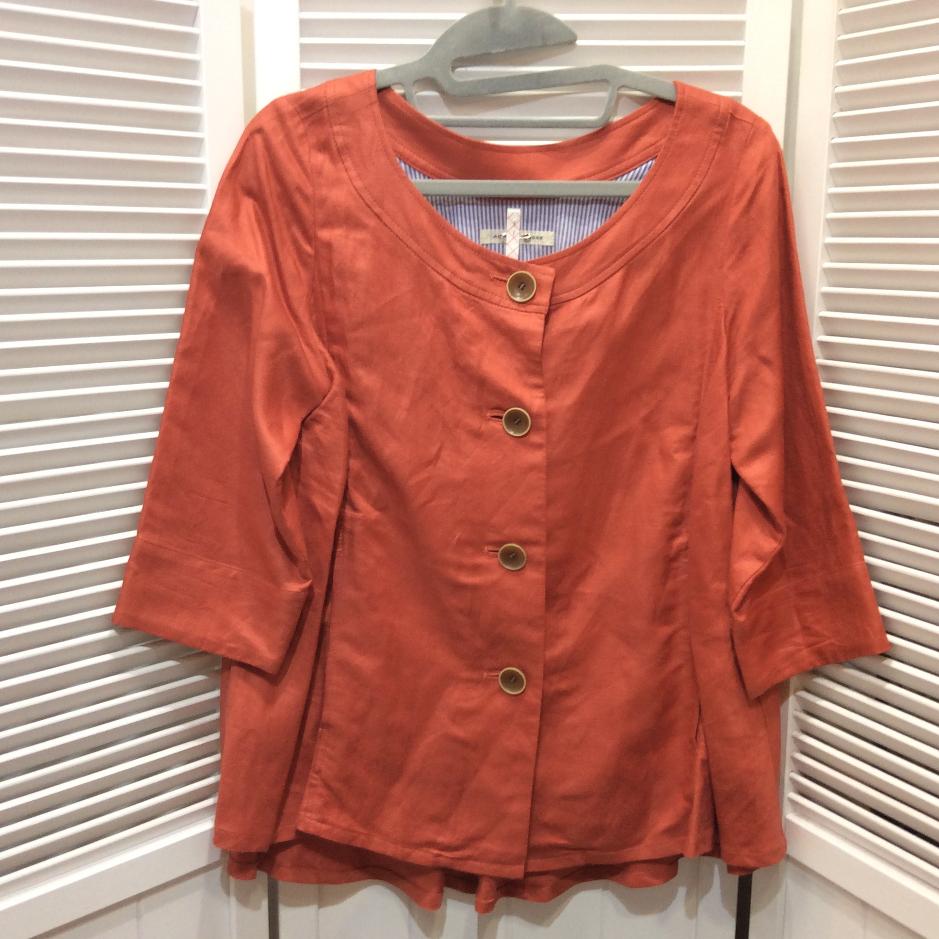 七分袖ジャケット  オレンジ  フリーサイズ    