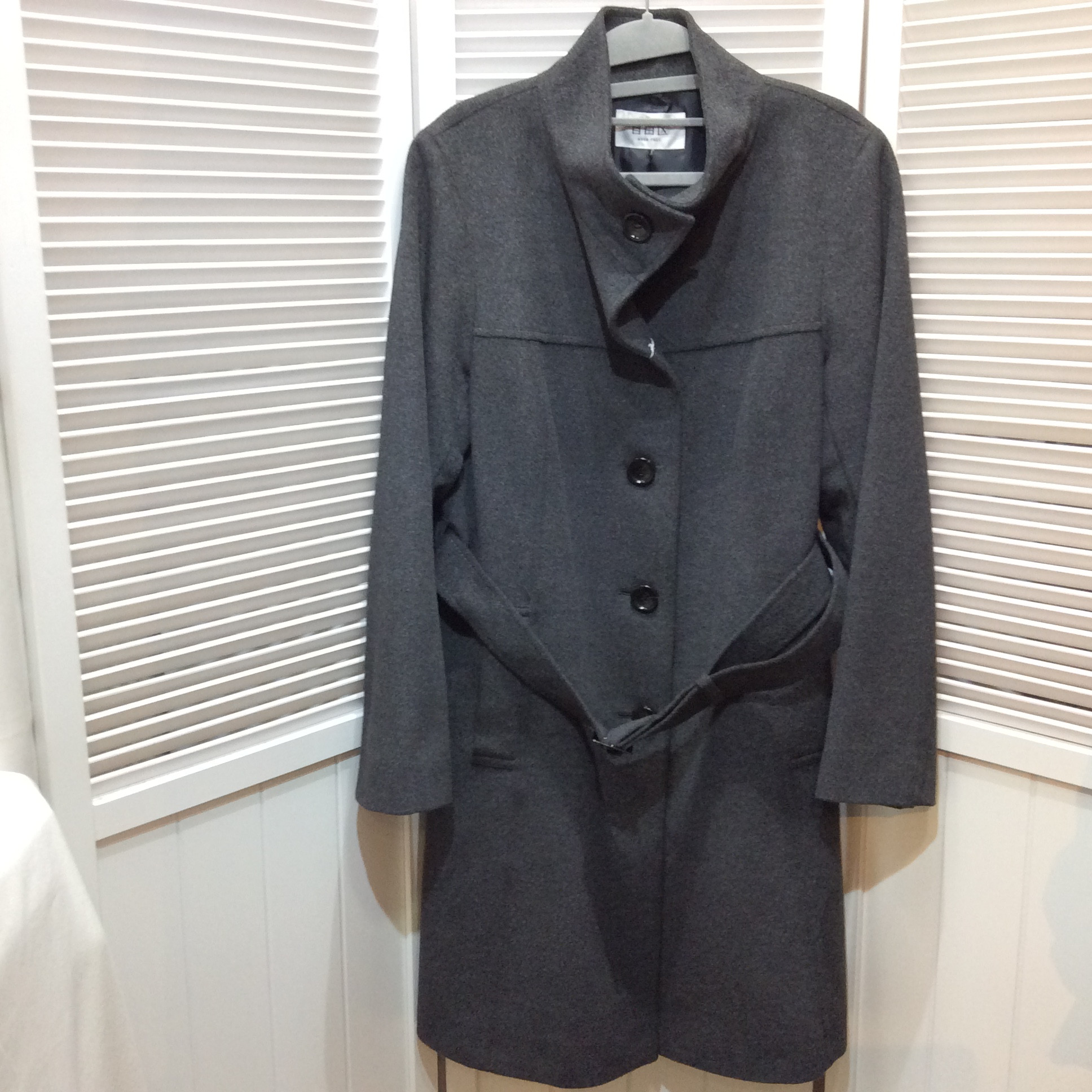 自由区 アンゴラ混  コート  46(13〜15号)  チャコールグレー  美品