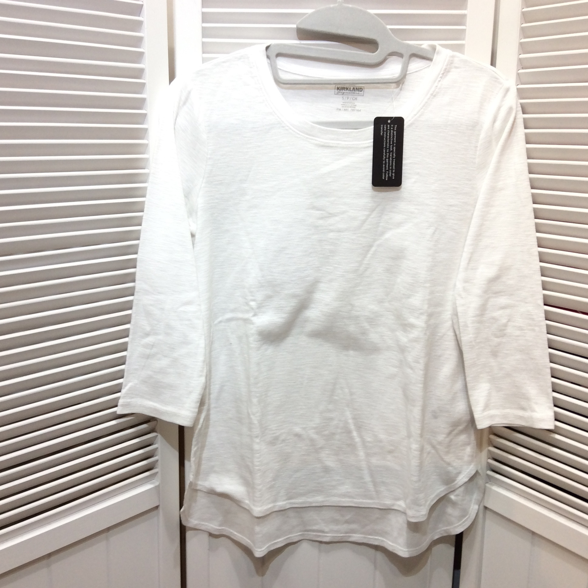 未使用 カークランド／コストコ  七分袖Tシャツ  S  ホワイト