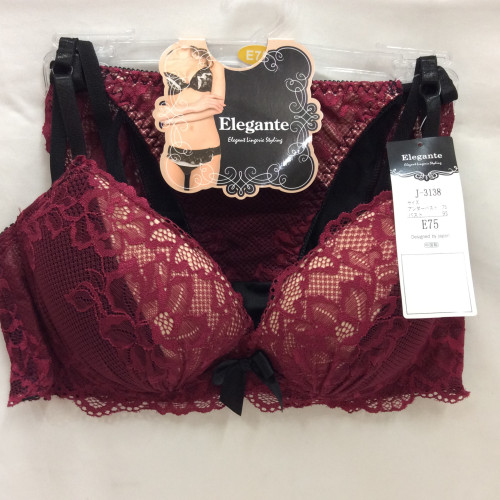 新品 ブラ＆ショーツセット  E75／L  エンジ  No7