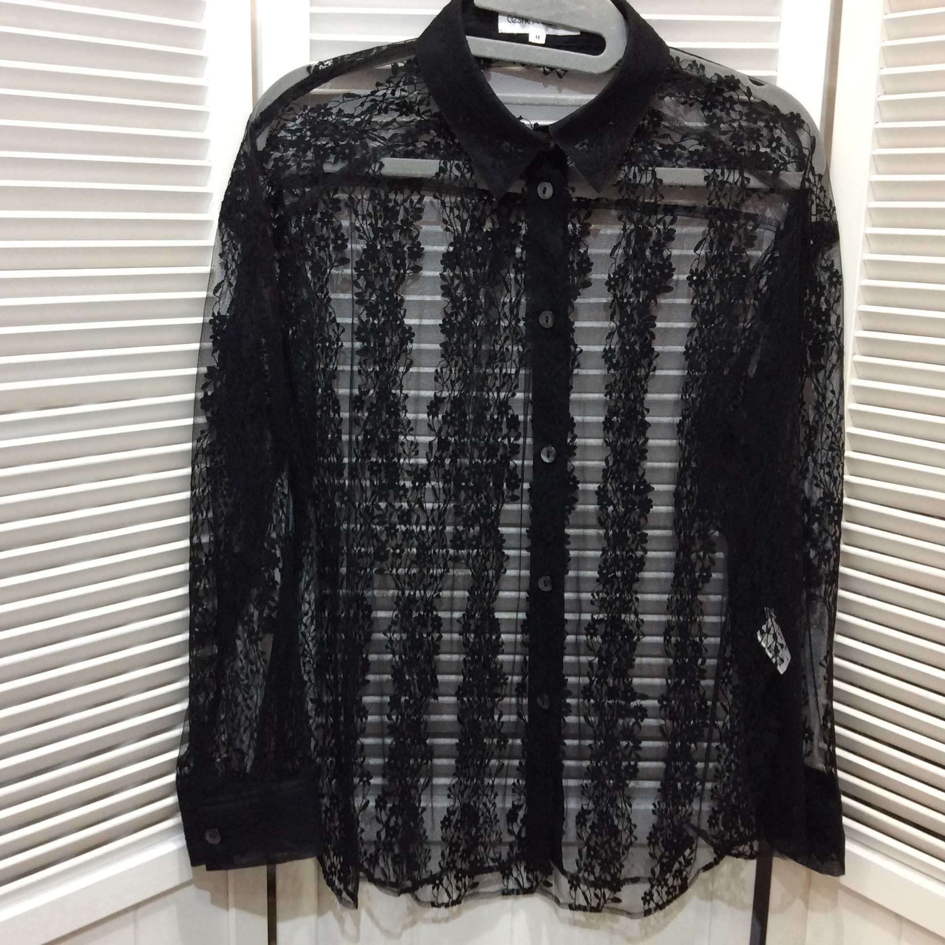 日本製 レースブラウス フリーサイズ  ブラック  美品