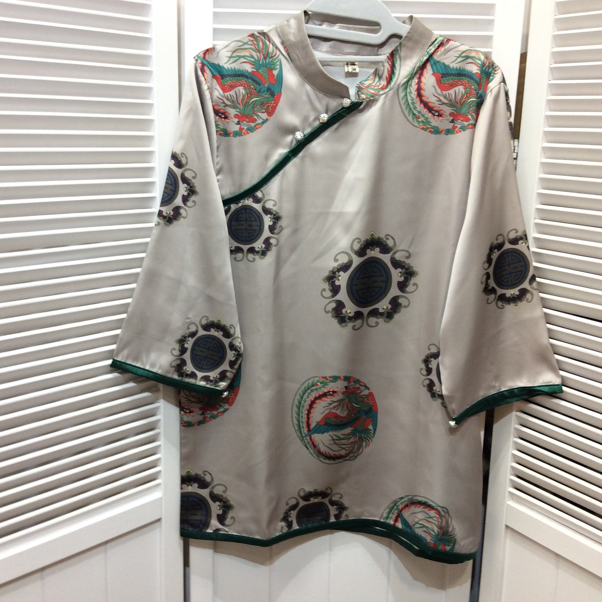 チャイナシャツ  L  グレープリント柄