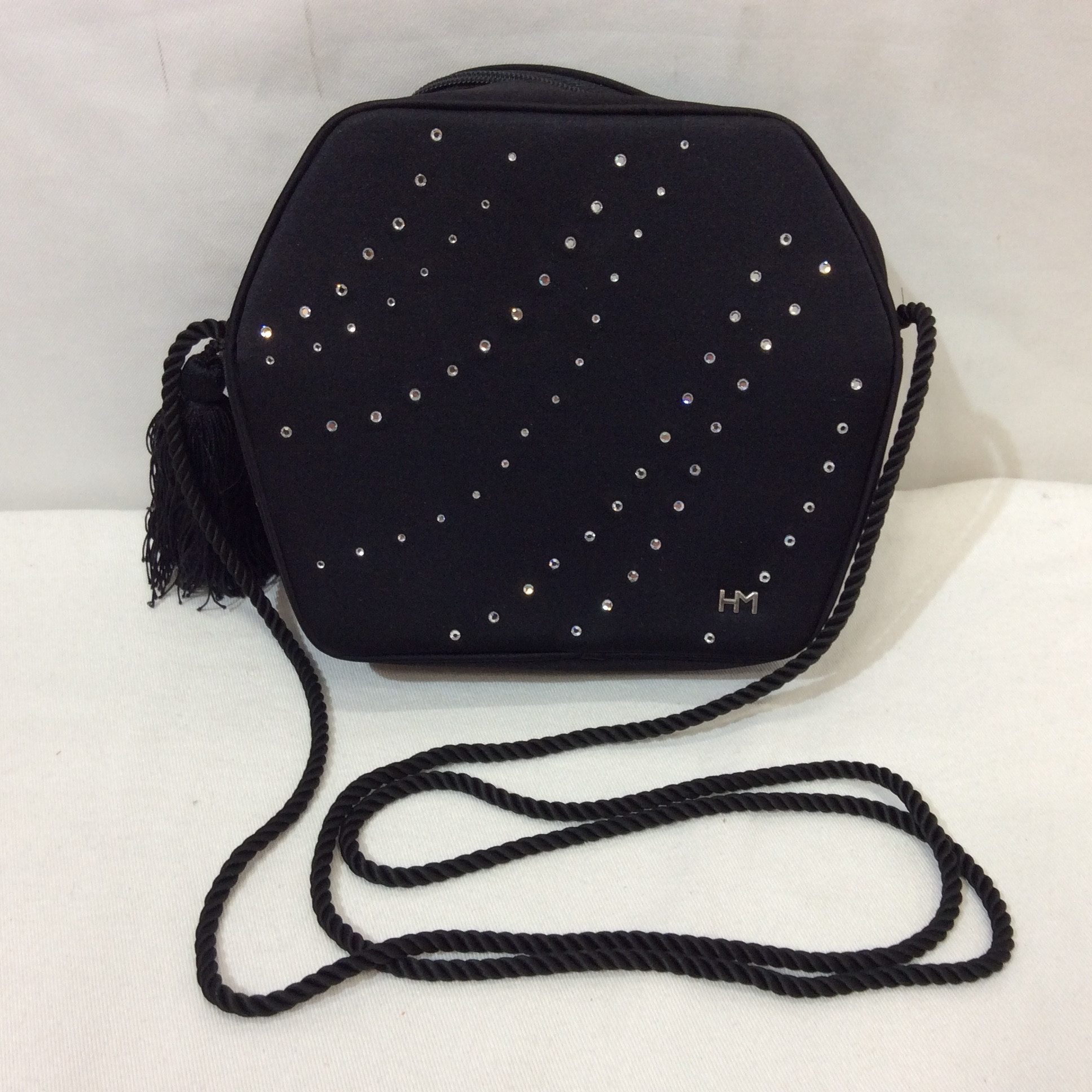 ハナエモリ ミニショルダー ブラック×ラインストーン