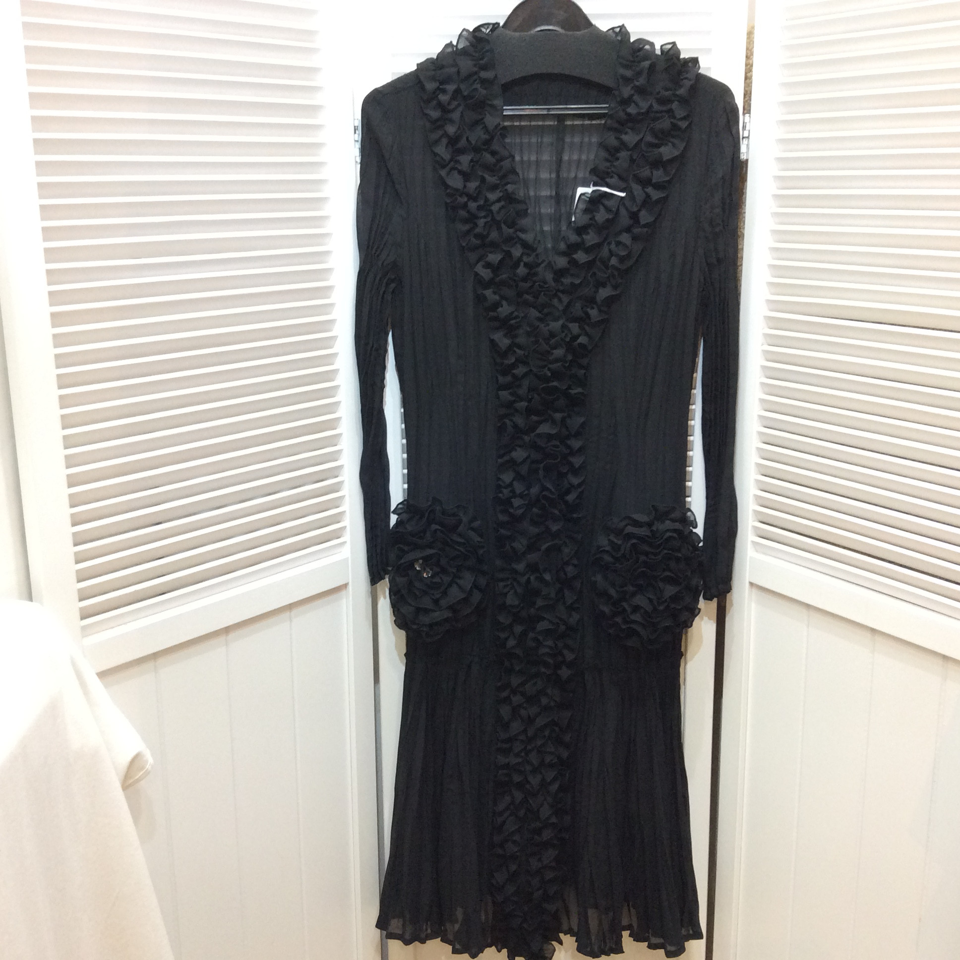 プリーツ フリルコート フリーサイズ  黒