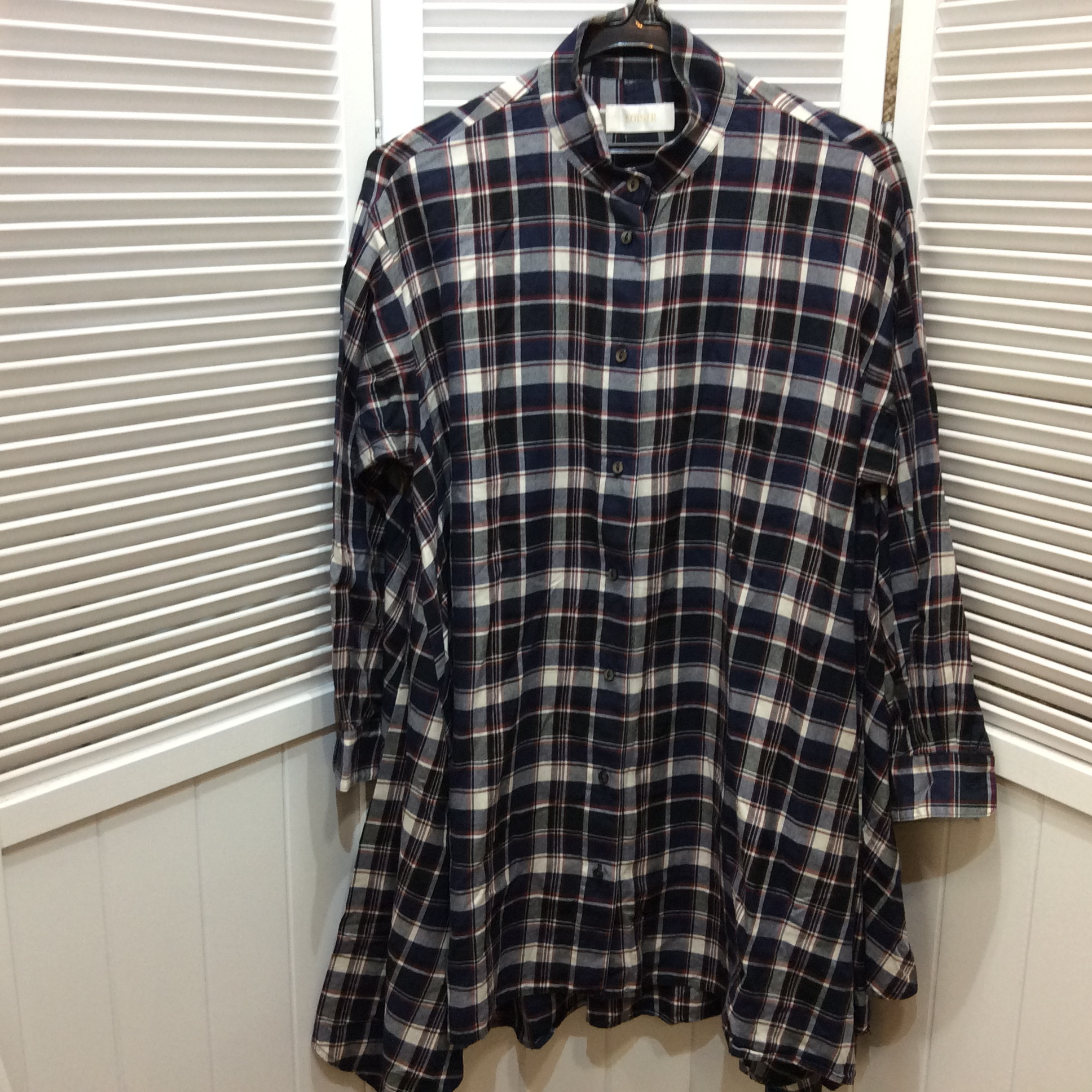 綿シャツチュニック フリーサイズ  チェック柄