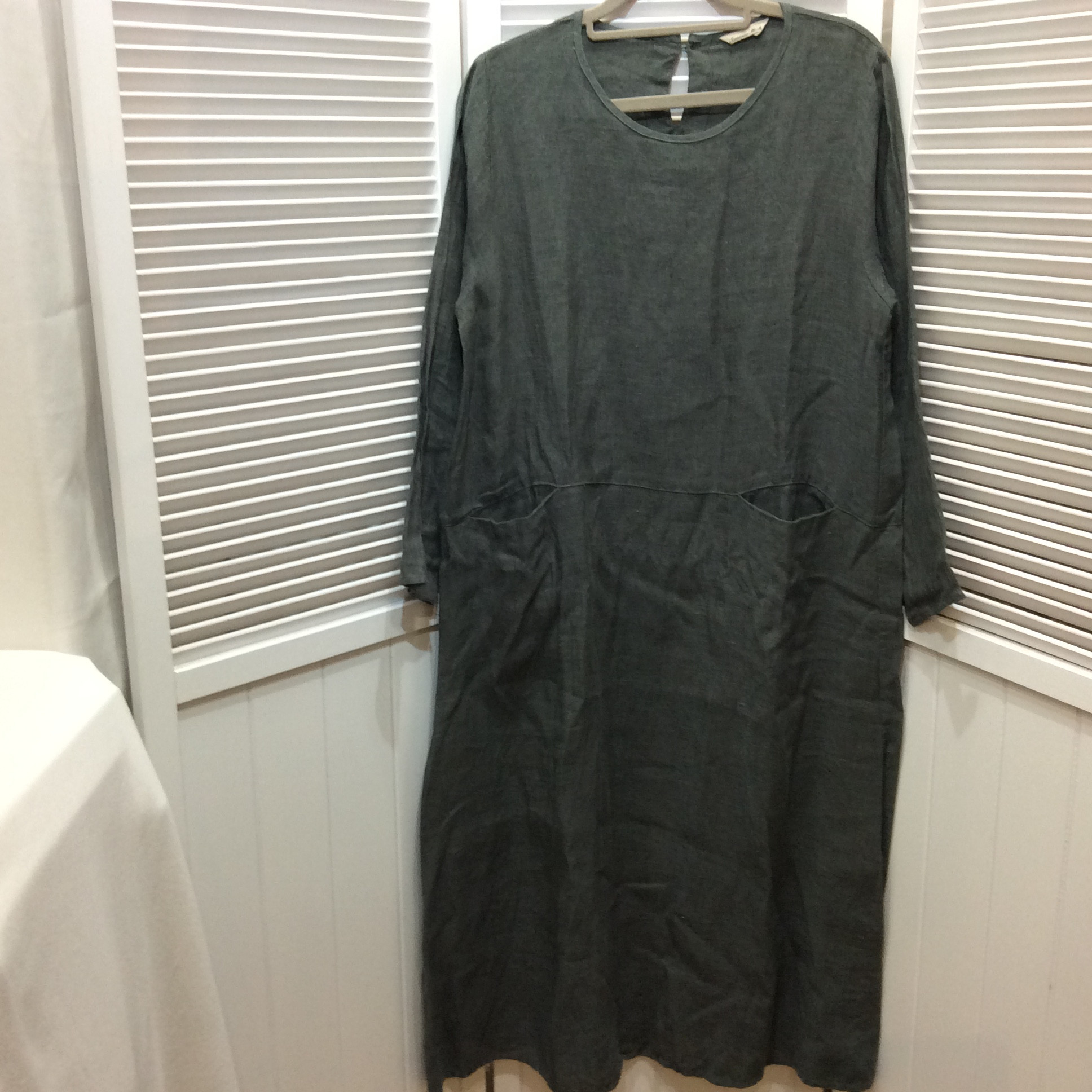 未使用 サマンサモスモス 麻ロングワンピース フリーサイズ  カーキ