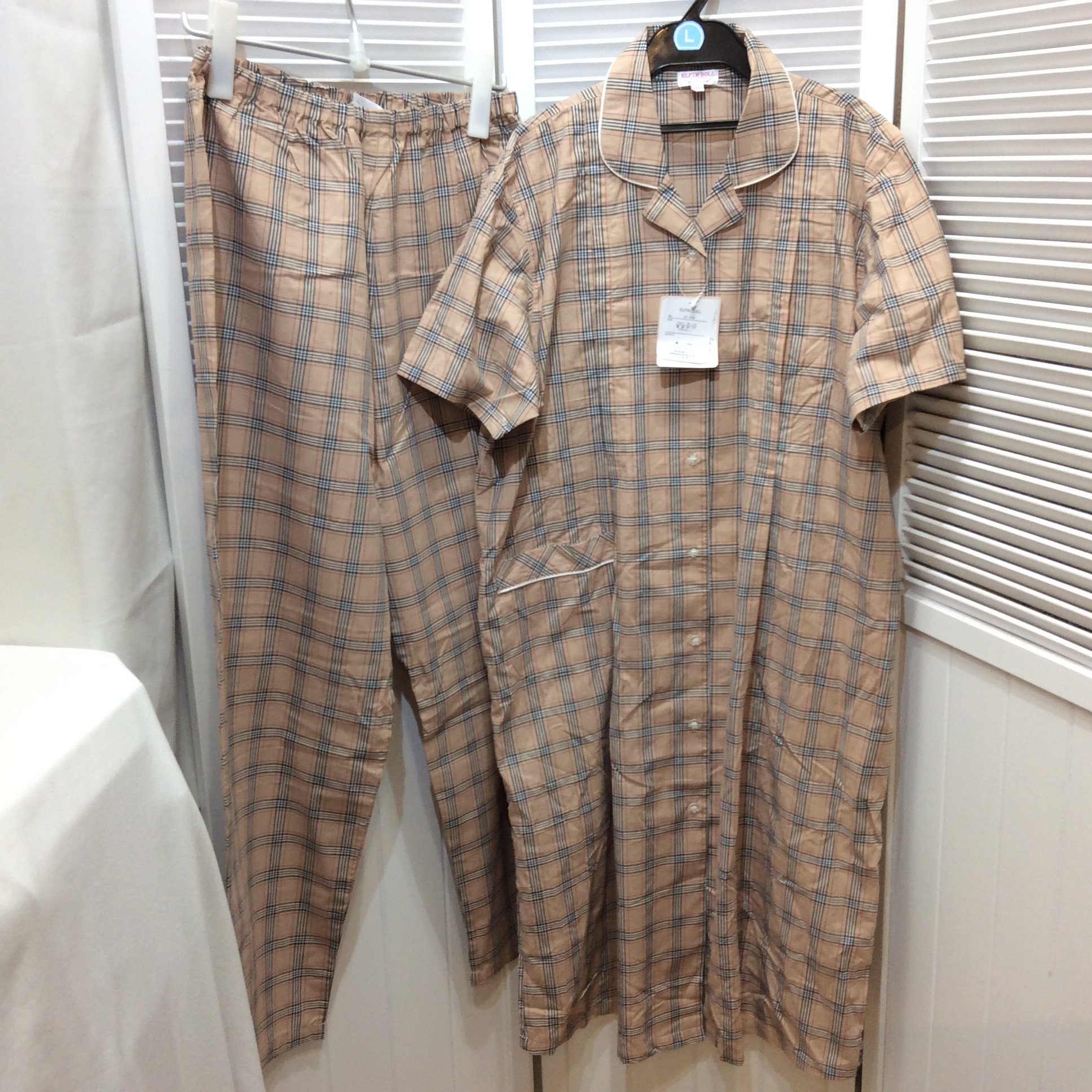 新品 マタニティ パジャマ L  ベージュチェック
