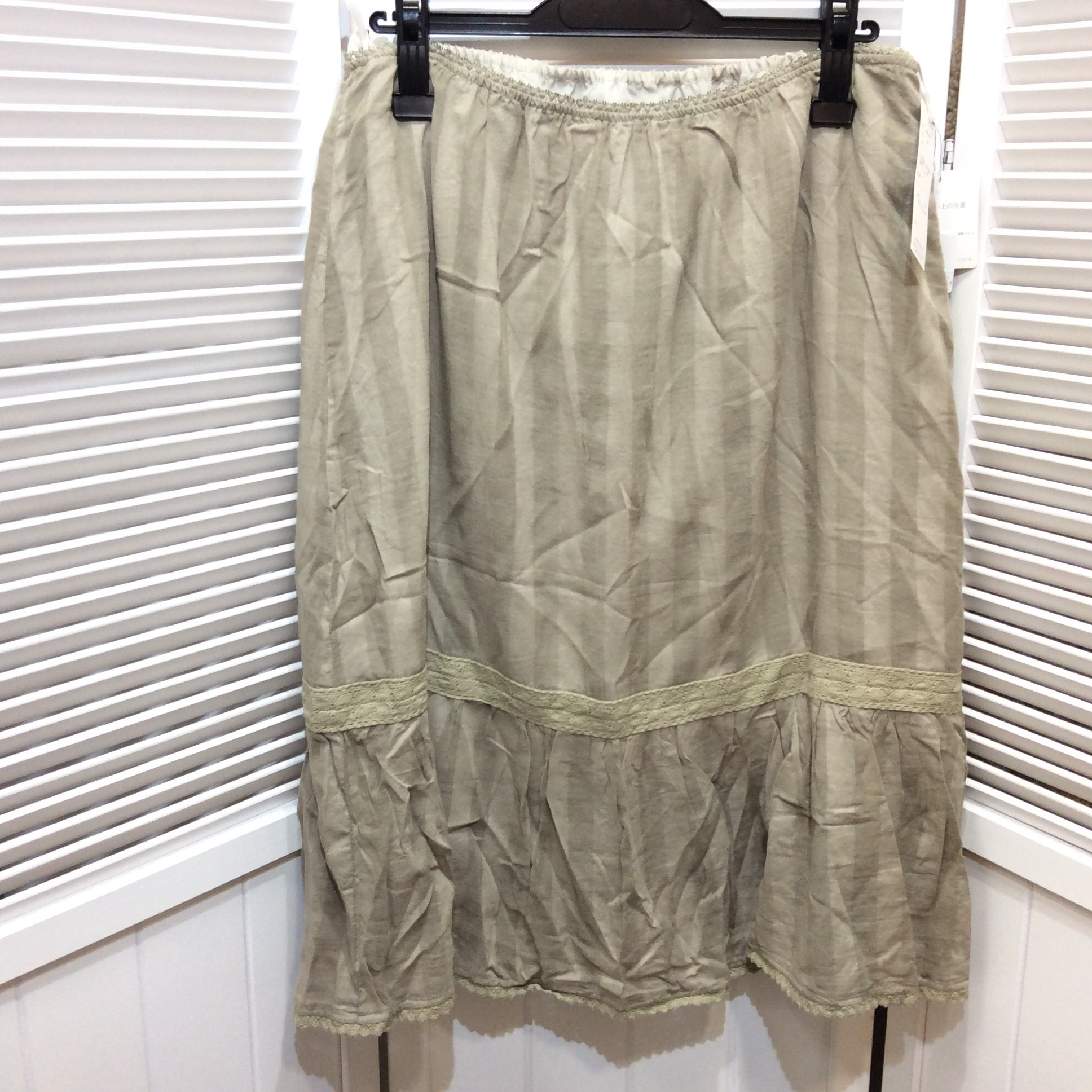 未使用 ペチコート 付き コットンスカート LL  モスグリーン