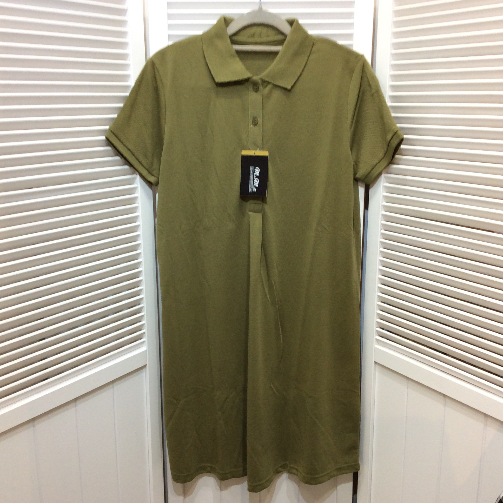 新品☆さらさらポロチュニックワンピース レディース M ネイビー 半袖 吸水速乾機能 UVカット Aラインシルエット ポロ襟