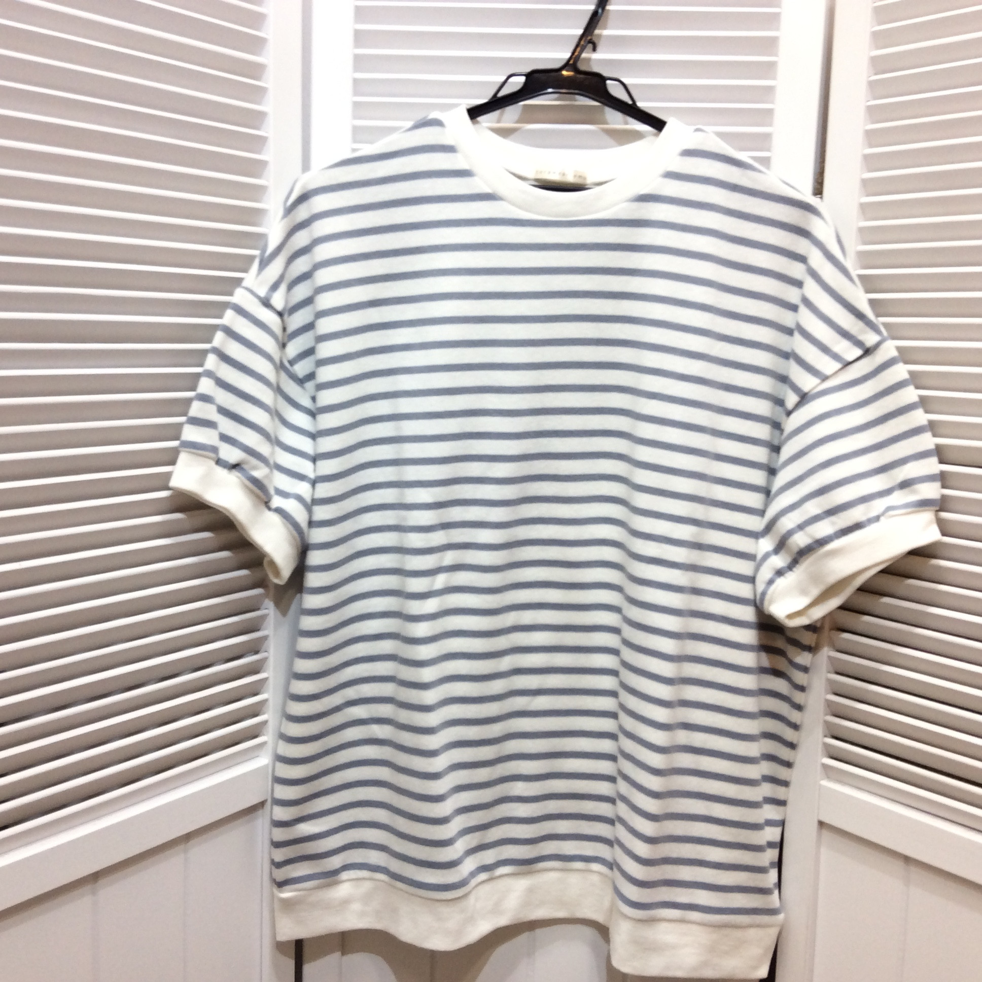 オーバーサイズ  Tシャツ  L  グレーボーダー