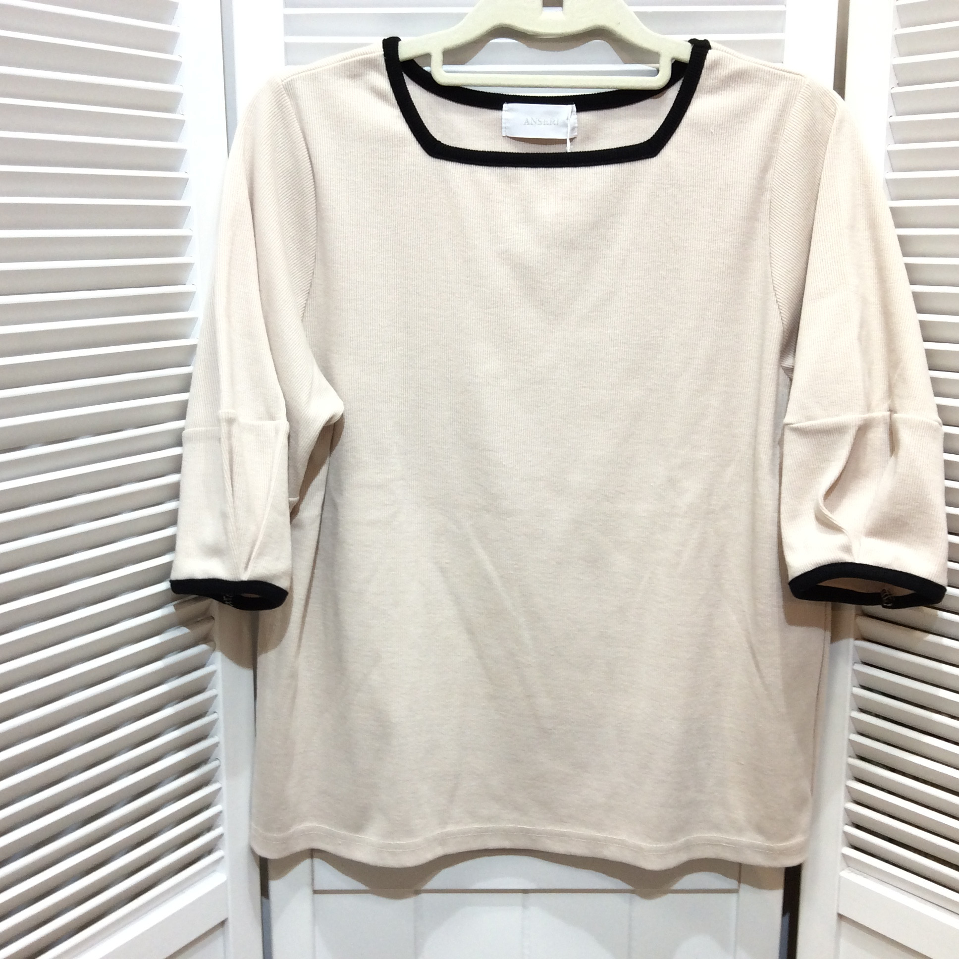 ボリューム袖カットソー L  ベージュ