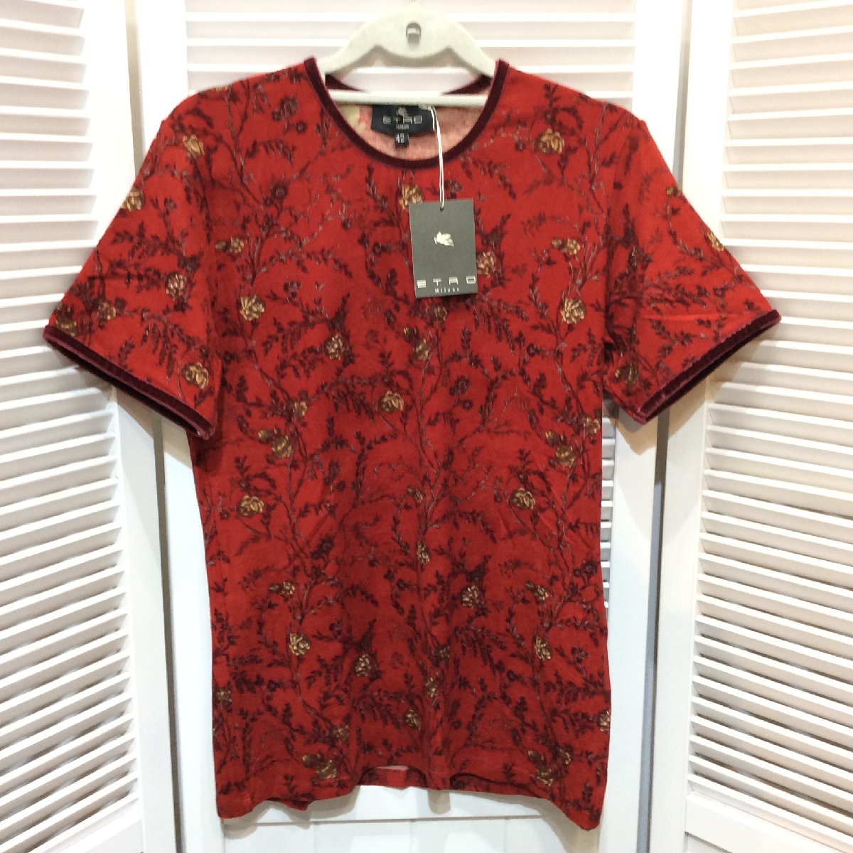 未使用☆ETRO エトロ レディース 半袖カットソー 42 レッド系柄