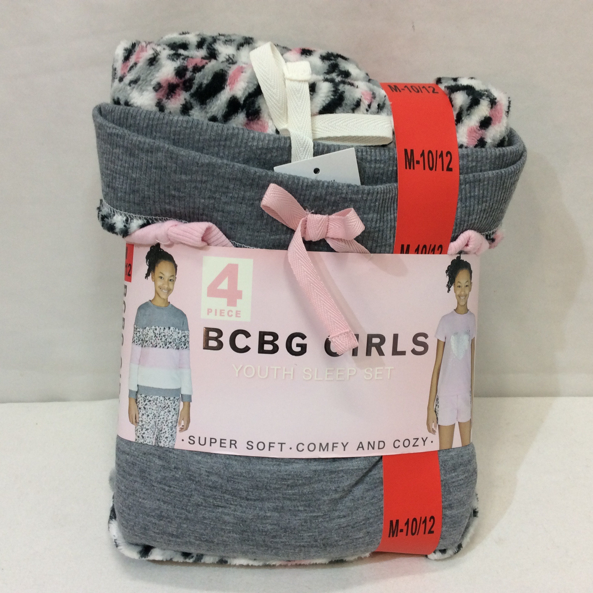 新品☆コストコ BCBG GIRLS ガールズ パジャマ4点セット M-10/12 PINK ANIMAL PRINT キッズ