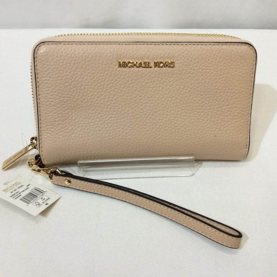 値下げ❗️未使用☆MICHAEL KORS マイケルコース レザー ラウンド式長財布 ベージュ系