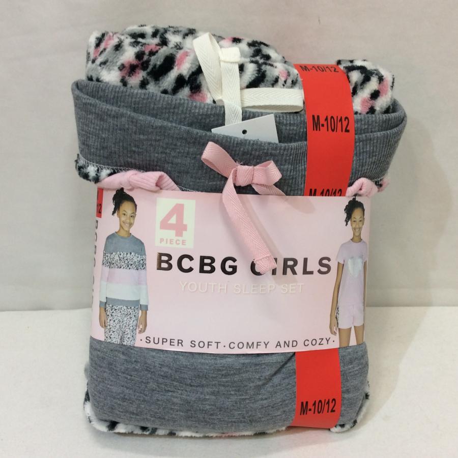 値下げ❗️新品☆コストコ BCBG GIRLS ガールズ パジャマ4点セット M-10/12 PINK ANIMAL PRINT YOUTH SLEEP SET キッズ