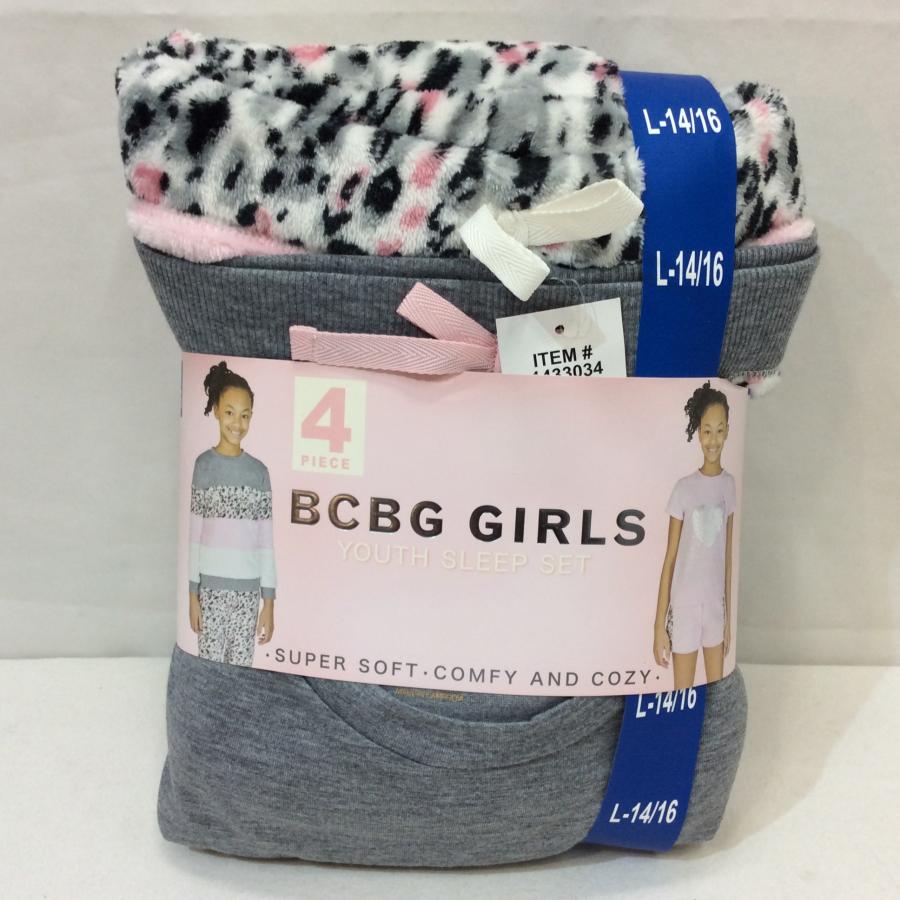 値下げ❗️新品☆コストコ BCBG GIRLS ガールズ パジャマ4点セット L-14/16 PINK ANIMAL PRINT YOUTH SLEEP SET キッズ