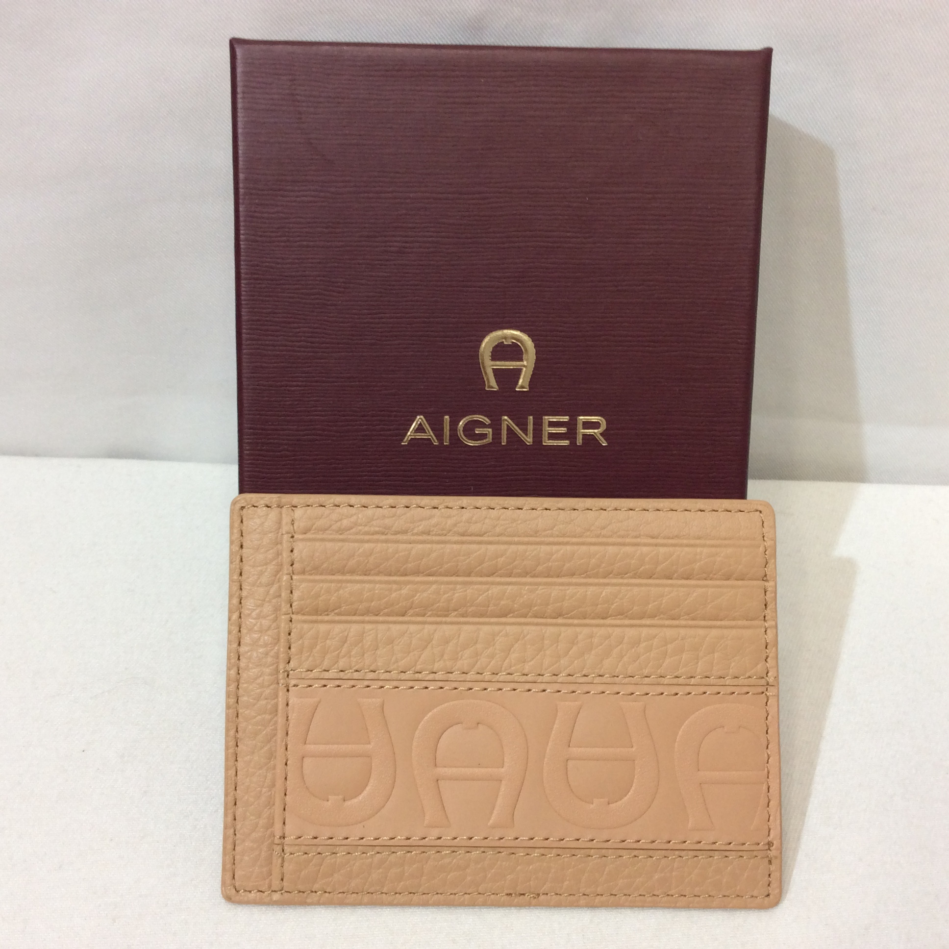 新品☆AIGNER アイグナー カードケース ライトブラウン系