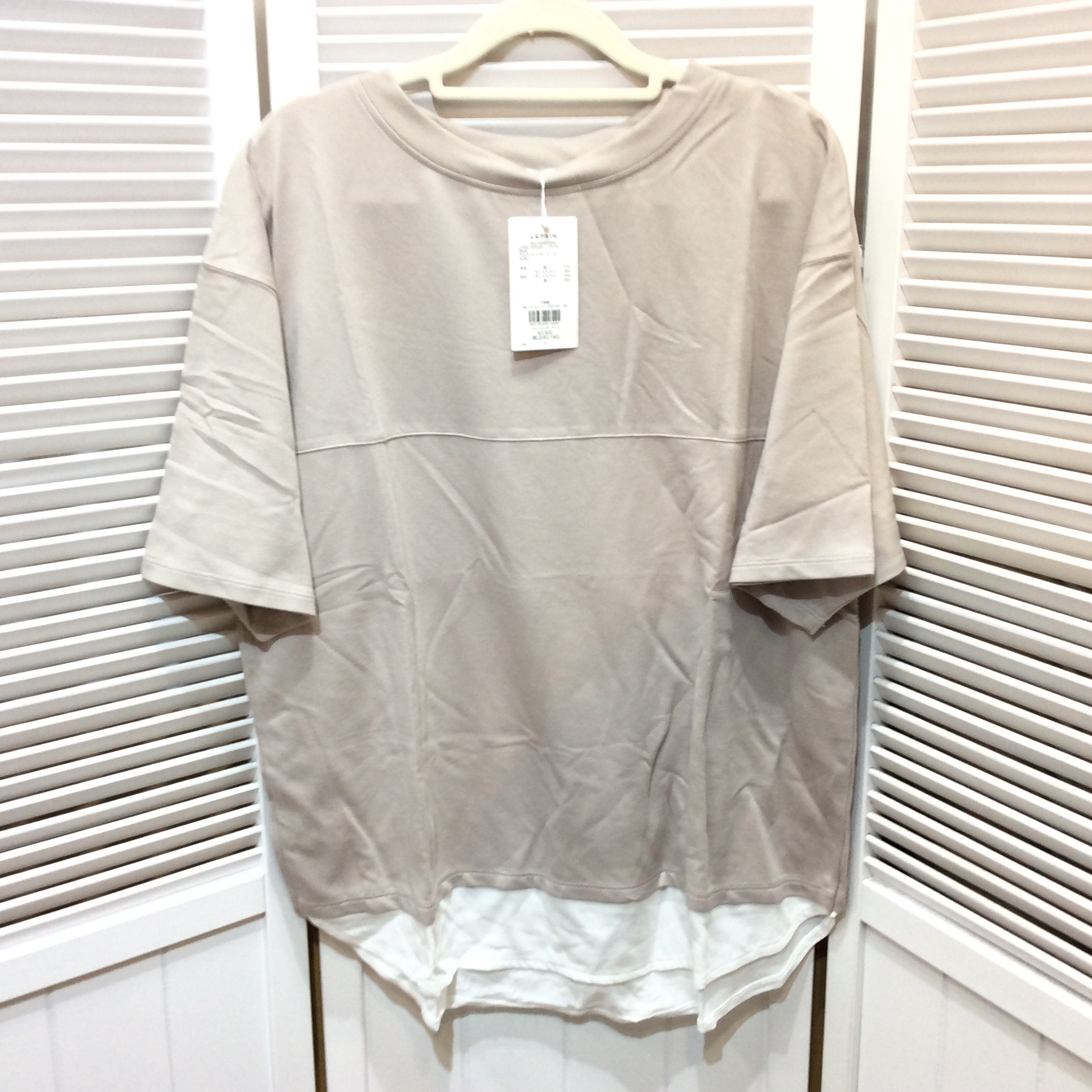 新品☆LEPSIM レプシィム フェイクレイヤードT2 F グレージュ×オフ Tシャツ