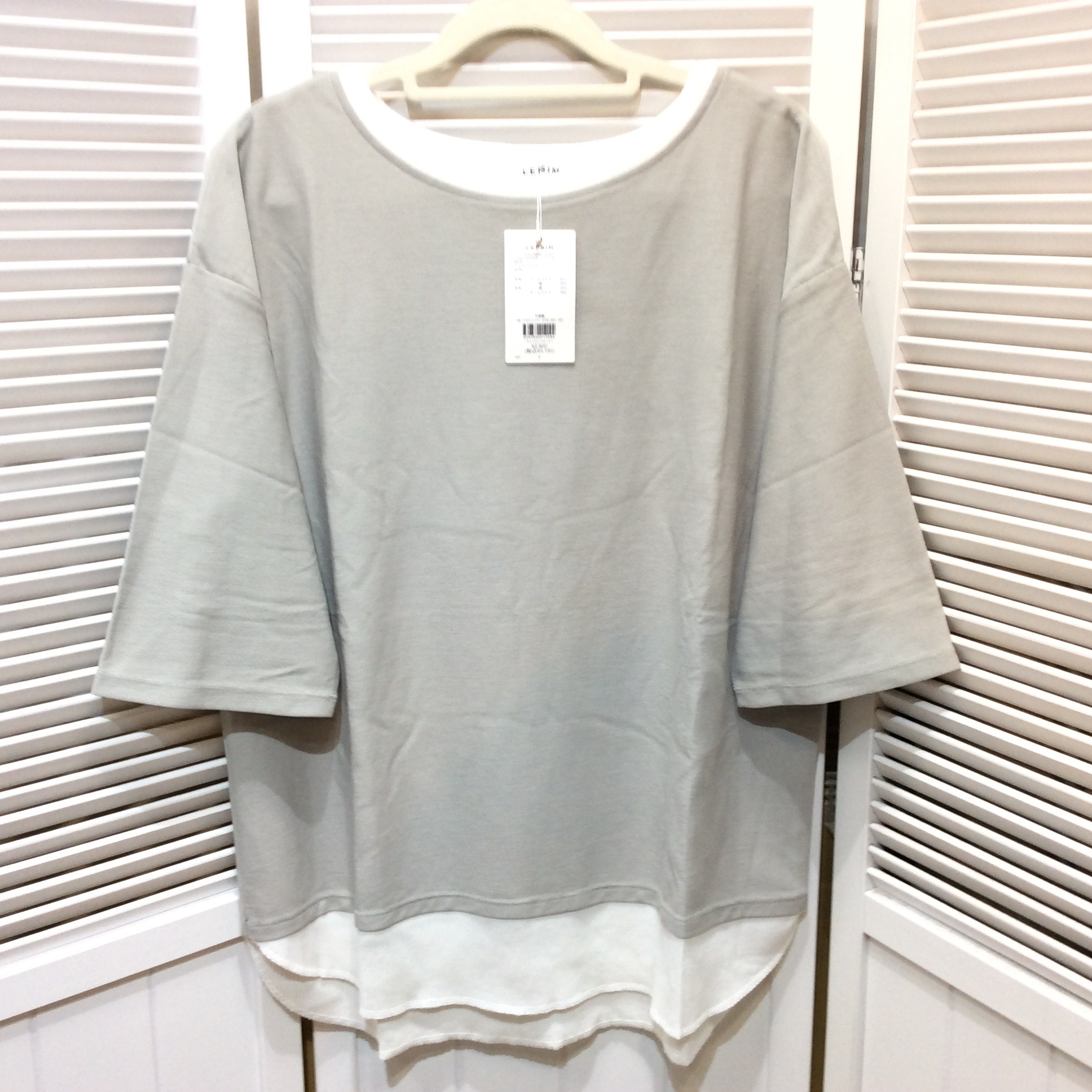 新品☆LEPSIM レプシィム フェイクレイヤードT F グレー×ホワイト Tシャツ 936288