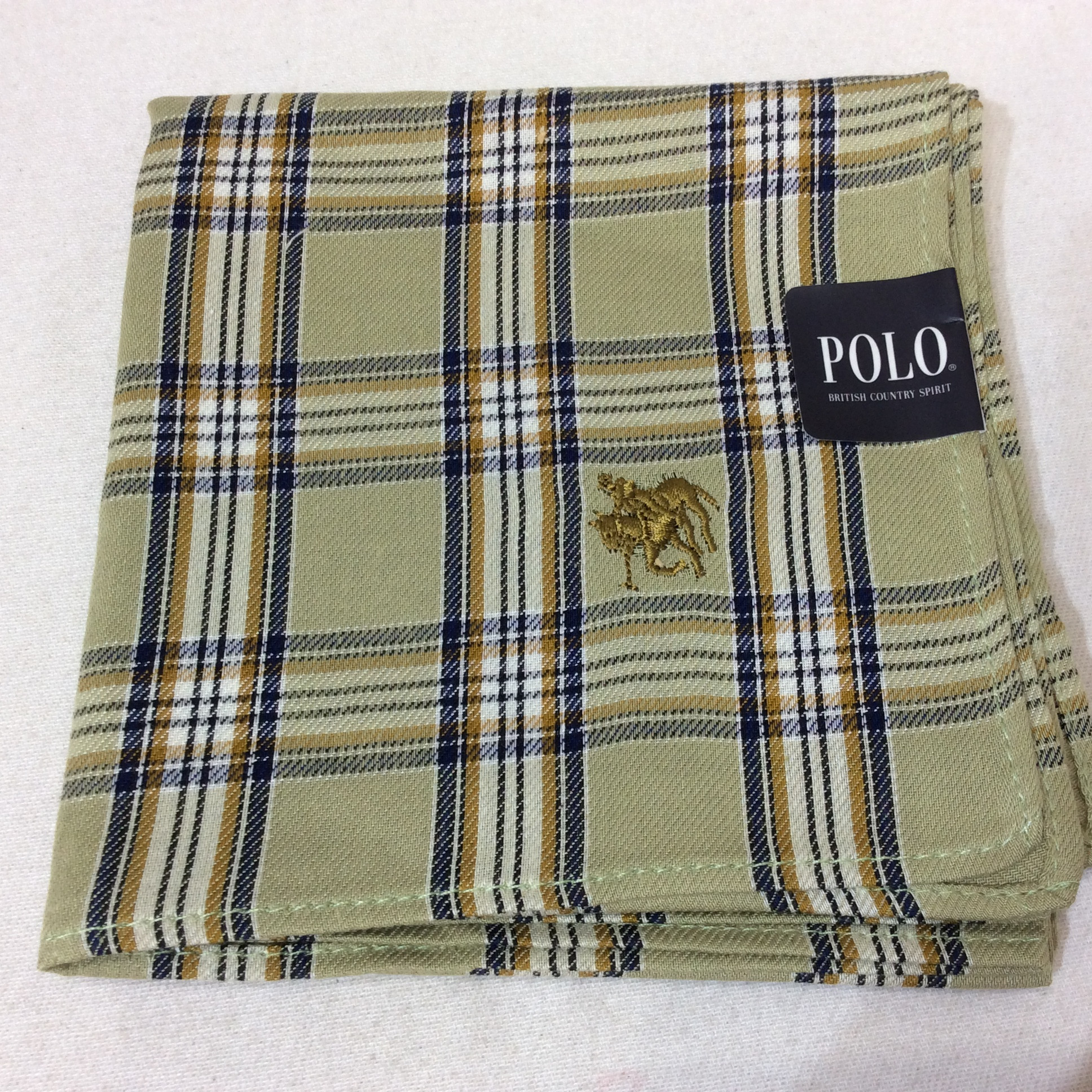 新品☆POLO ポロ メンズ ハンカチ グリーンチェック柄 No,4