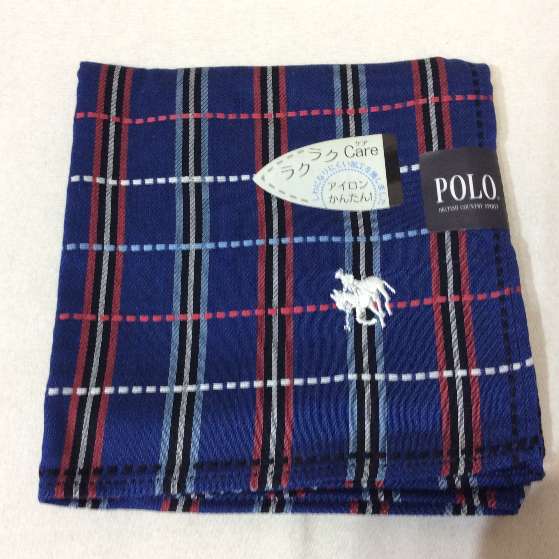 新品☆POLO ポロ メンズ ハンカチ ネイビーチェック柄 No,5