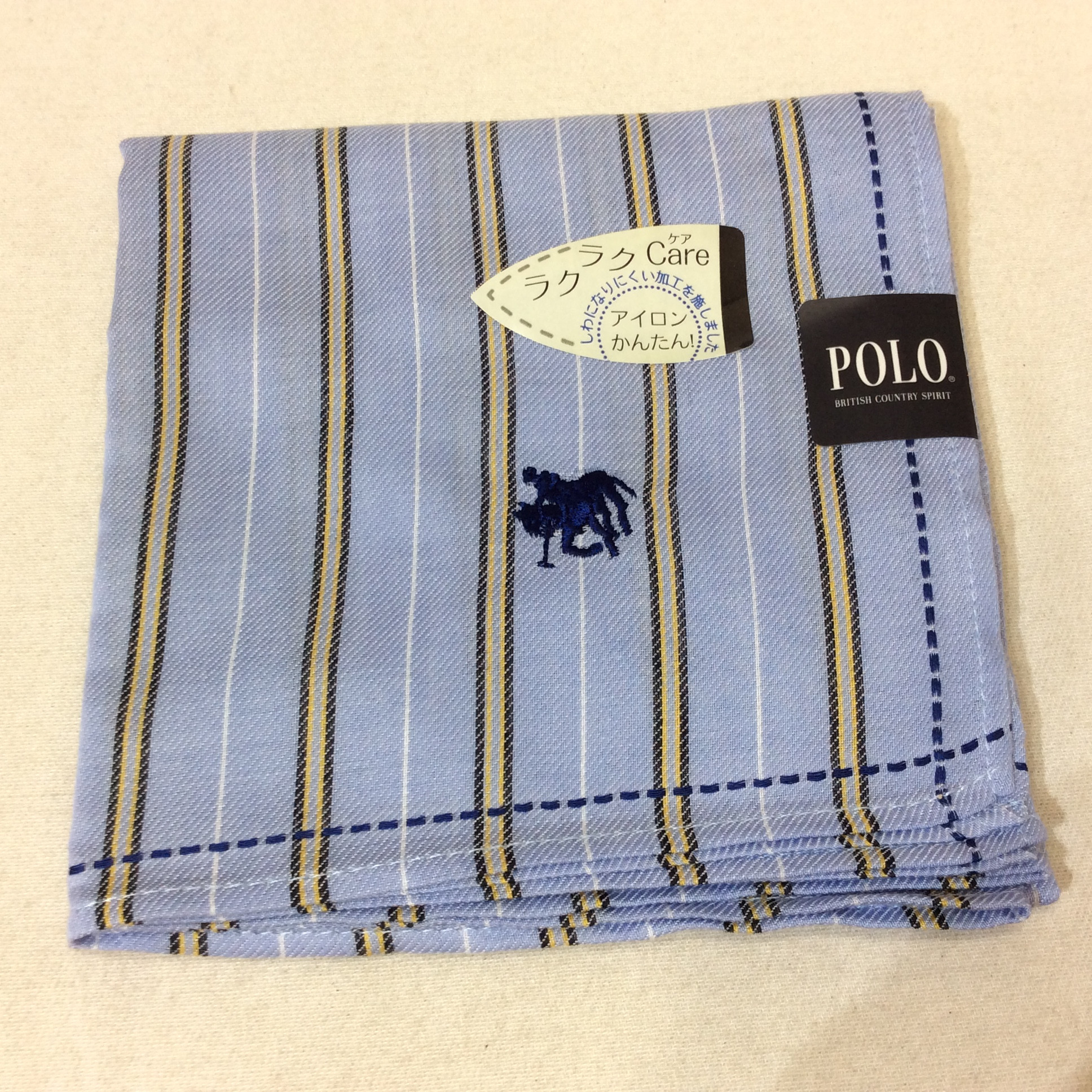 新品☆POLO ポロ メンズ ハンカチ 水色ストライプ No,6