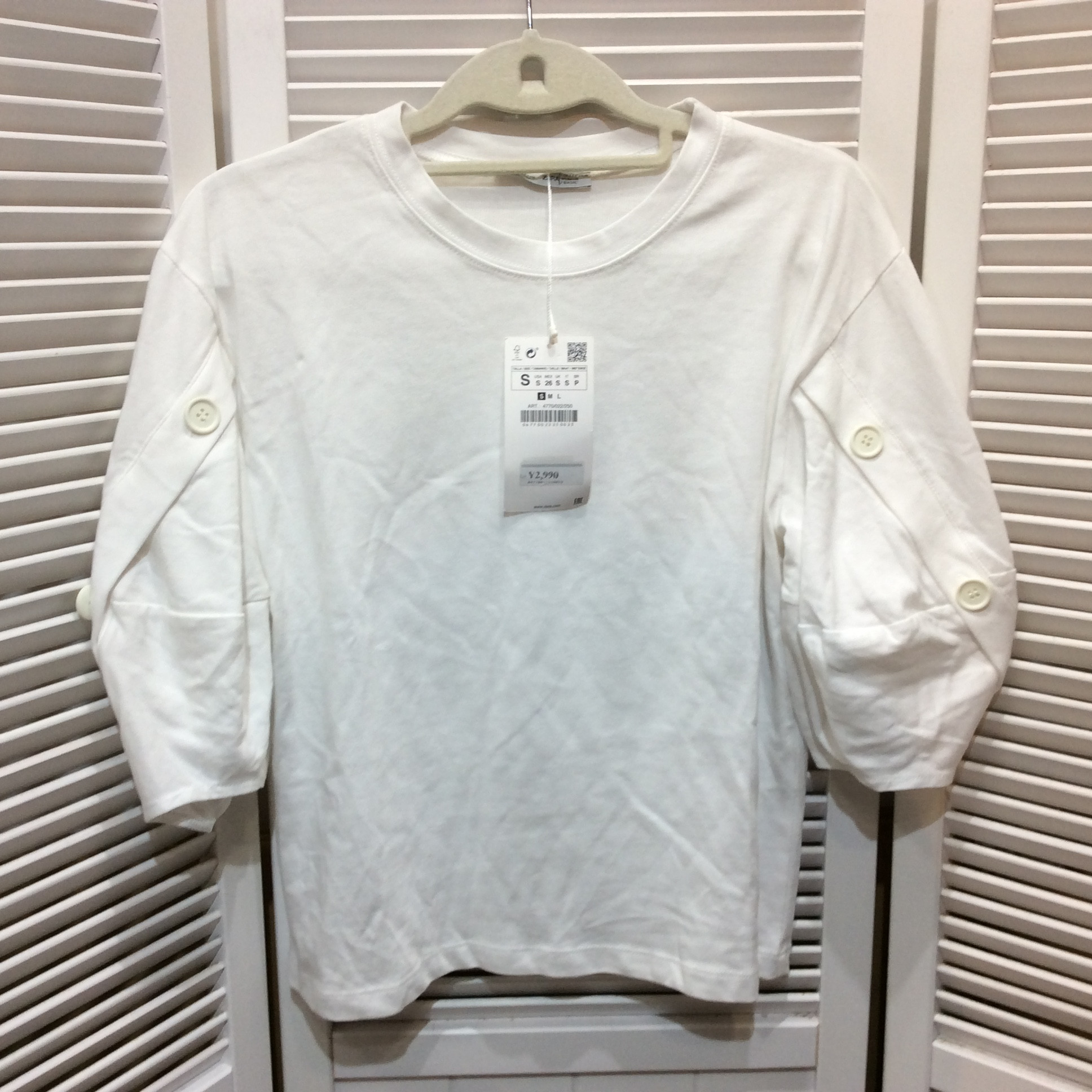 未使用☆ZARA ザラ レディース 半袖カットソー Tシャツ S ホワイト