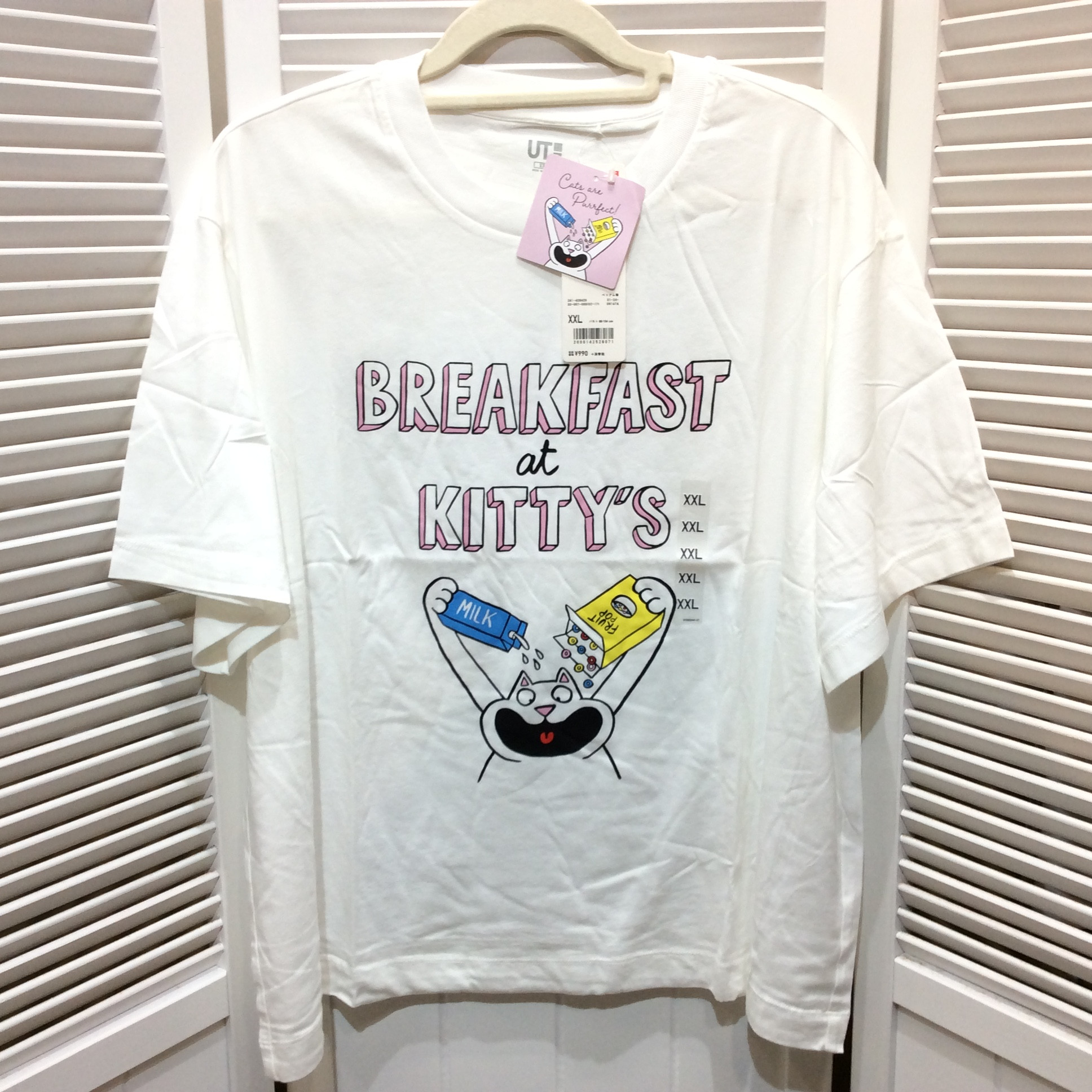 未使用☆ユニクロ×キャッツアーパーフェクト UT XXL ホワイト Tシャツ カムウェイフォン 半袖