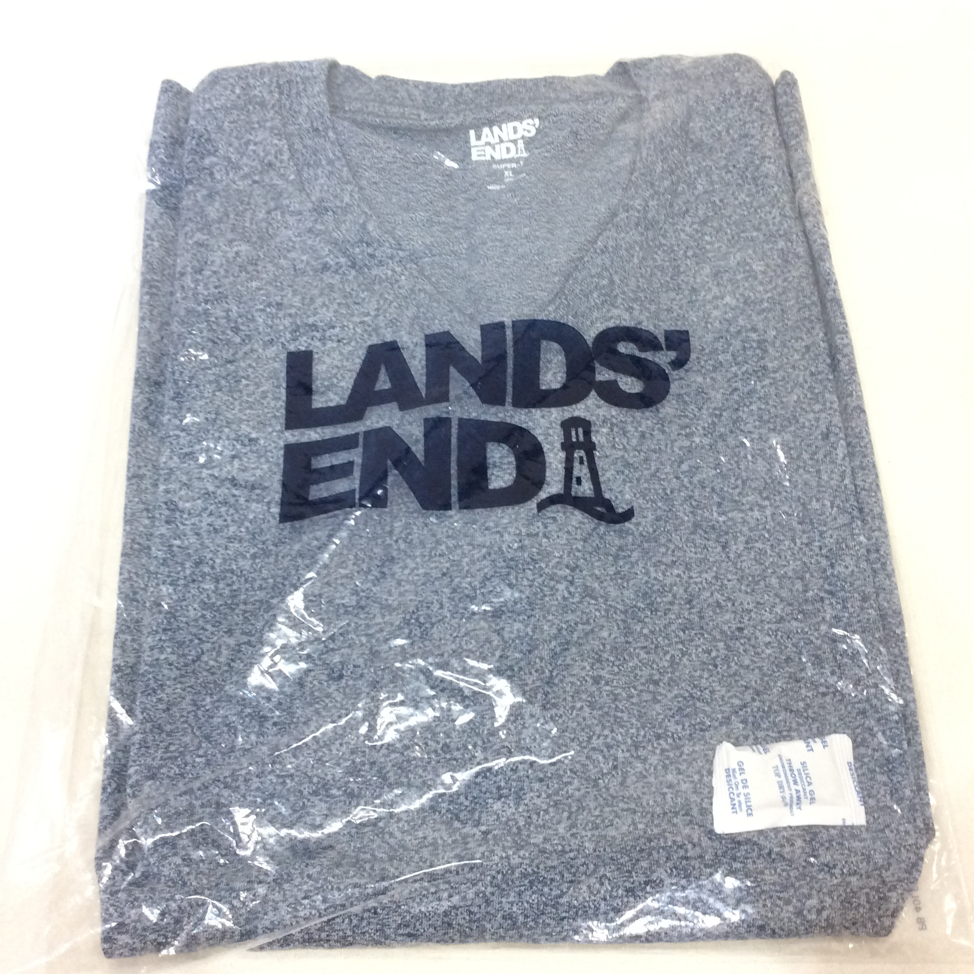 未使用☆LANDS' END ランズエンド メンズ VネックTシャツ XL ネイビー