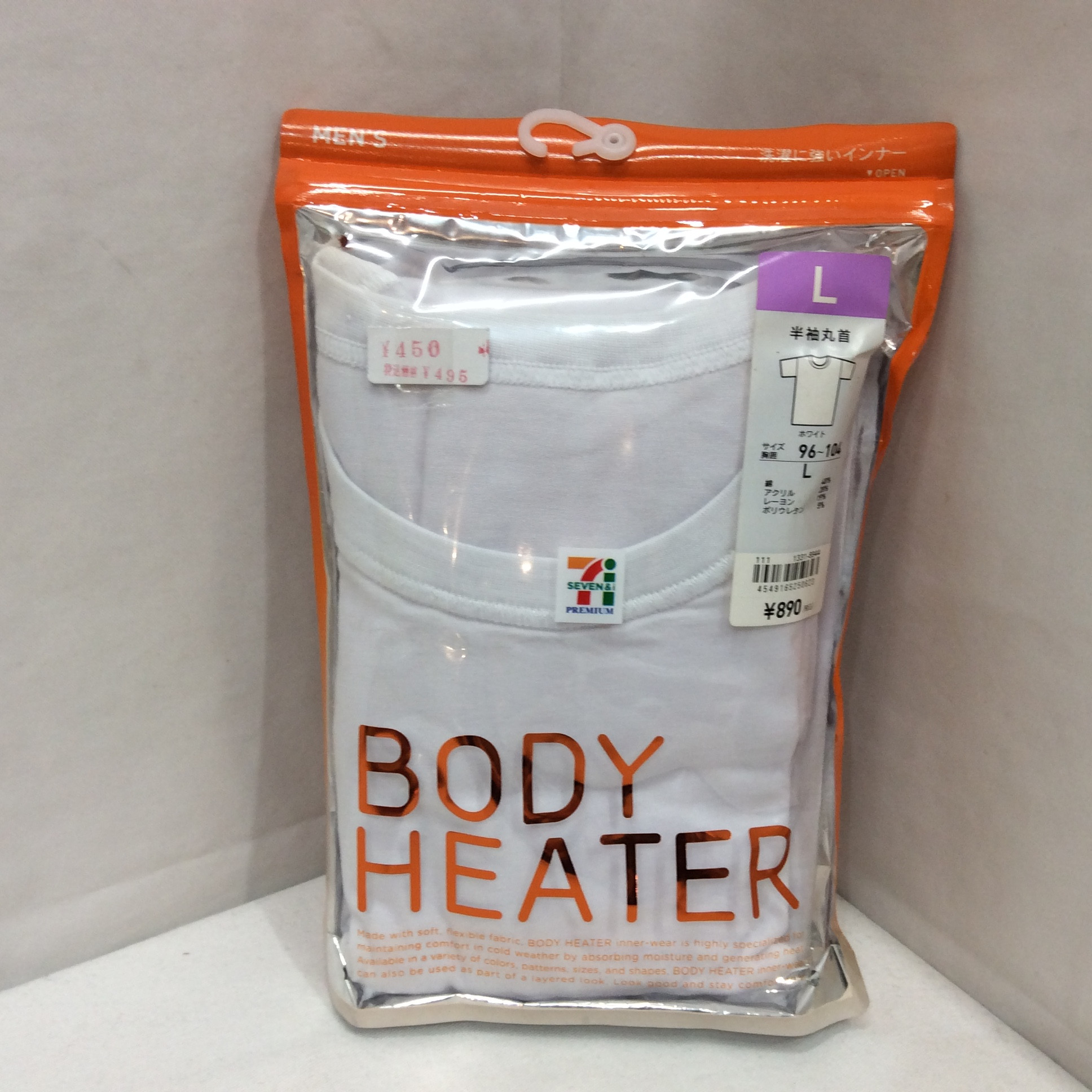 未使用 BODY HEATER ボディーヒーター 半袖丸首 メンズ L ホワイト