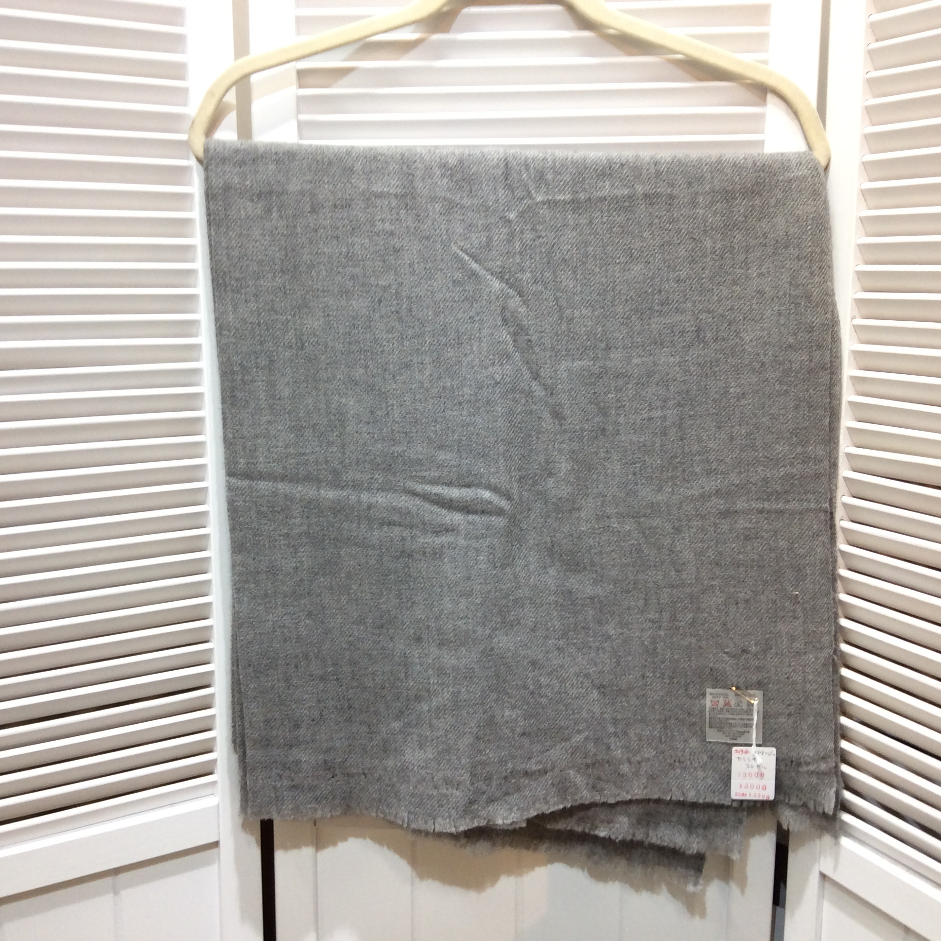 未使用 カシミヤ 大判ストール  88×190cm グレー