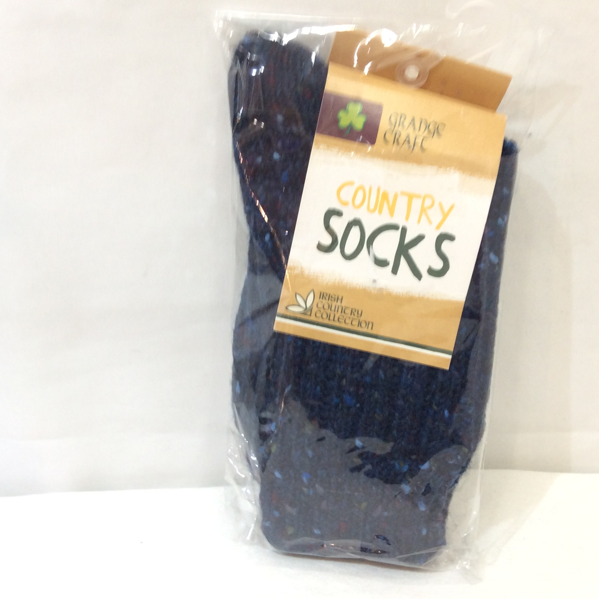 未使用 アイルランド製 ウール100% ソックス  M ネイビー系