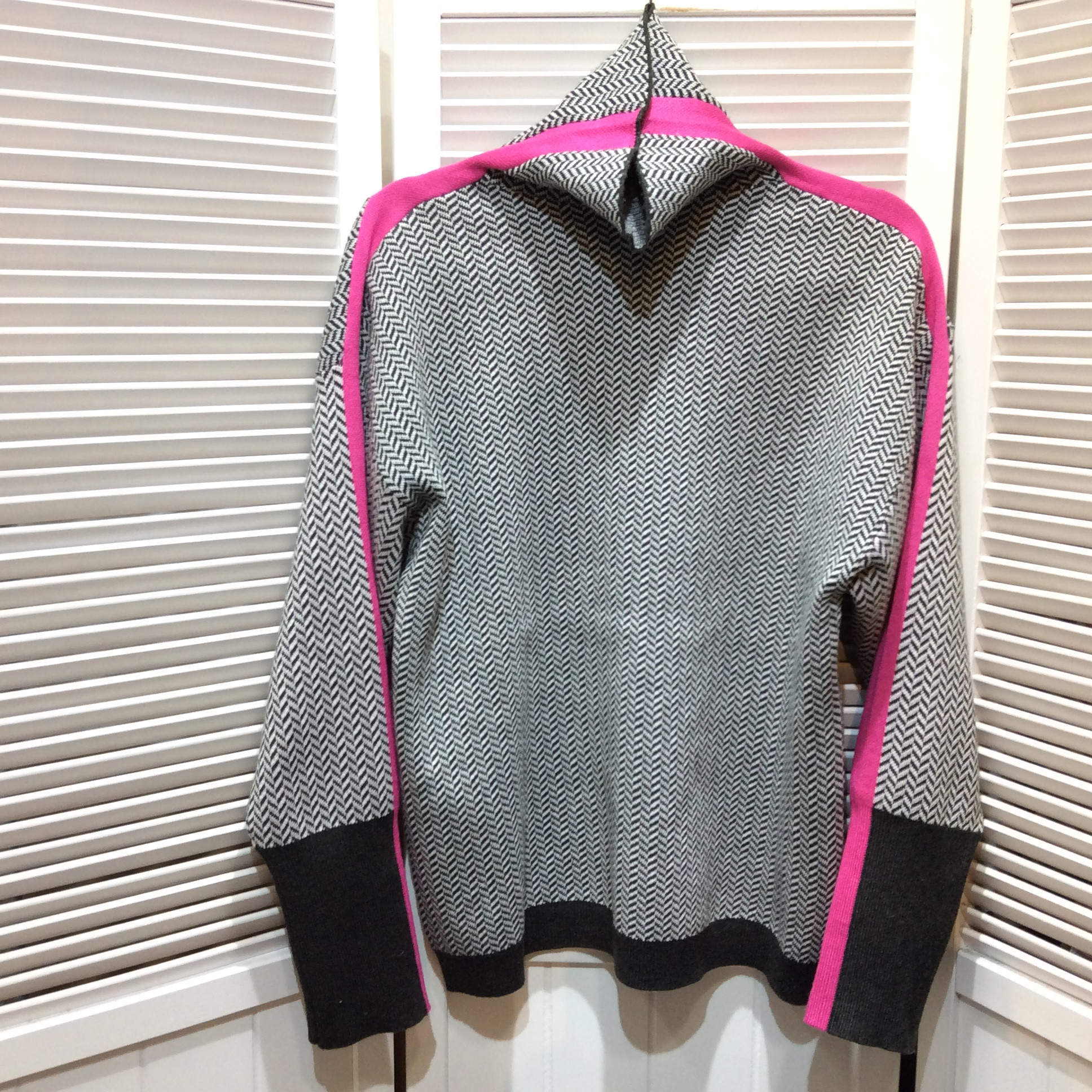 タートルセーター フリーサイズ   グレー系／ピンクライン  美品