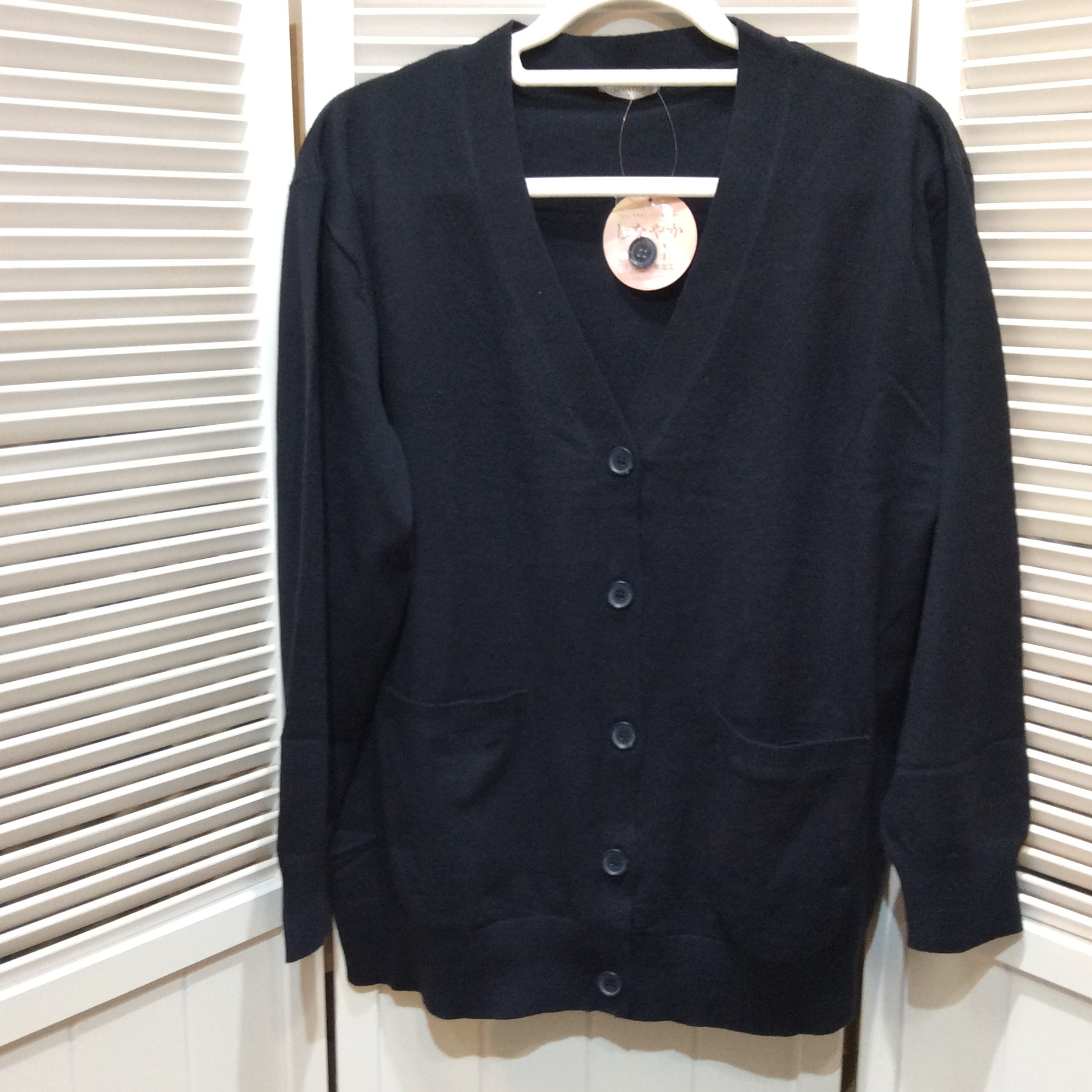 未使用 しなやかニットカーディガン M ネイビー