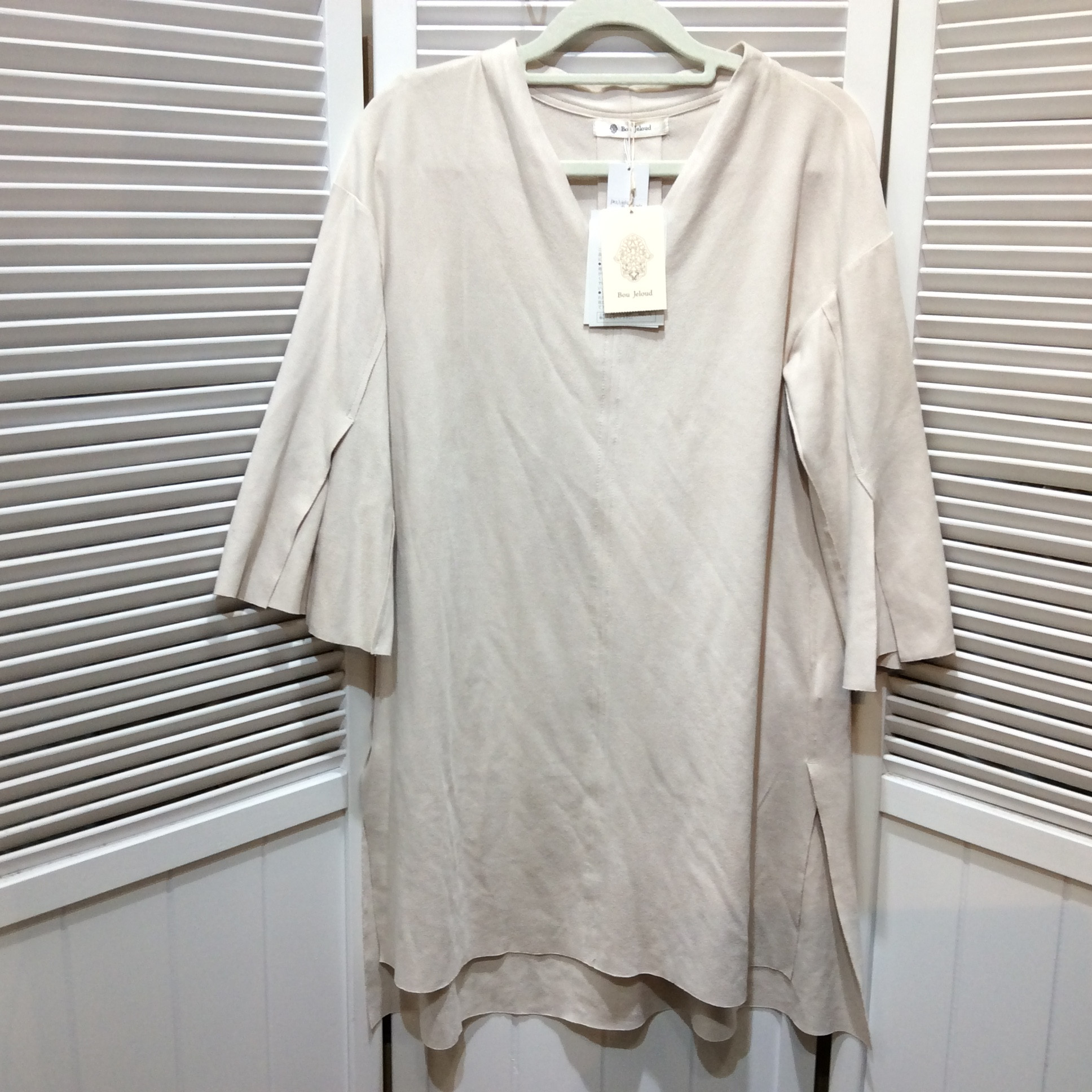 未使用 Bou Jeloud フェイクスエード 五分袖チュニック 38 ナチュラル