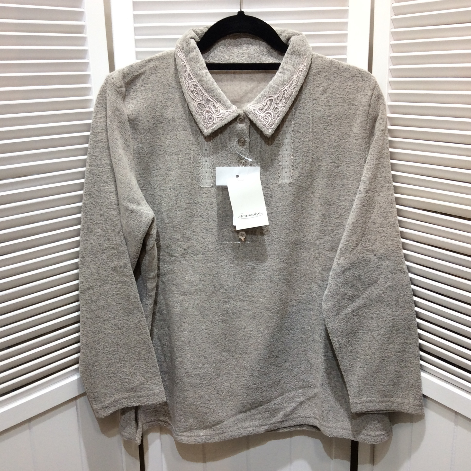 新品☆レディース 裏起毛 プルオーバーシャツ LL グレー