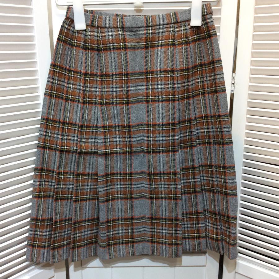 値下げ❗️Leilian レリアン レディース ウールスカート 7号 グレーチェック柄