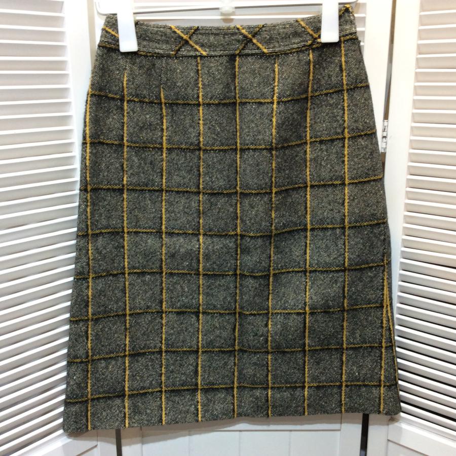 値下げ❗️NEMIKA ネミカ by Leilian レリアン レディース シルク混 ウールスカート 7号 グレーチェック柄