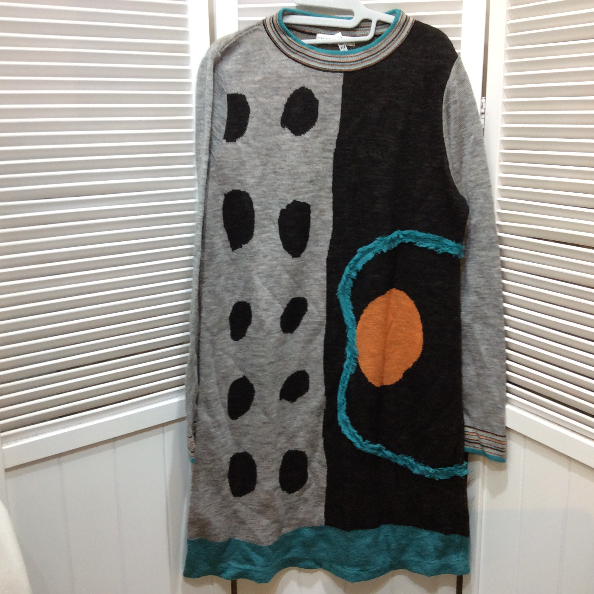 ツモリチサト ニットチュニック サイズ2  グレー／ドット／デザイン