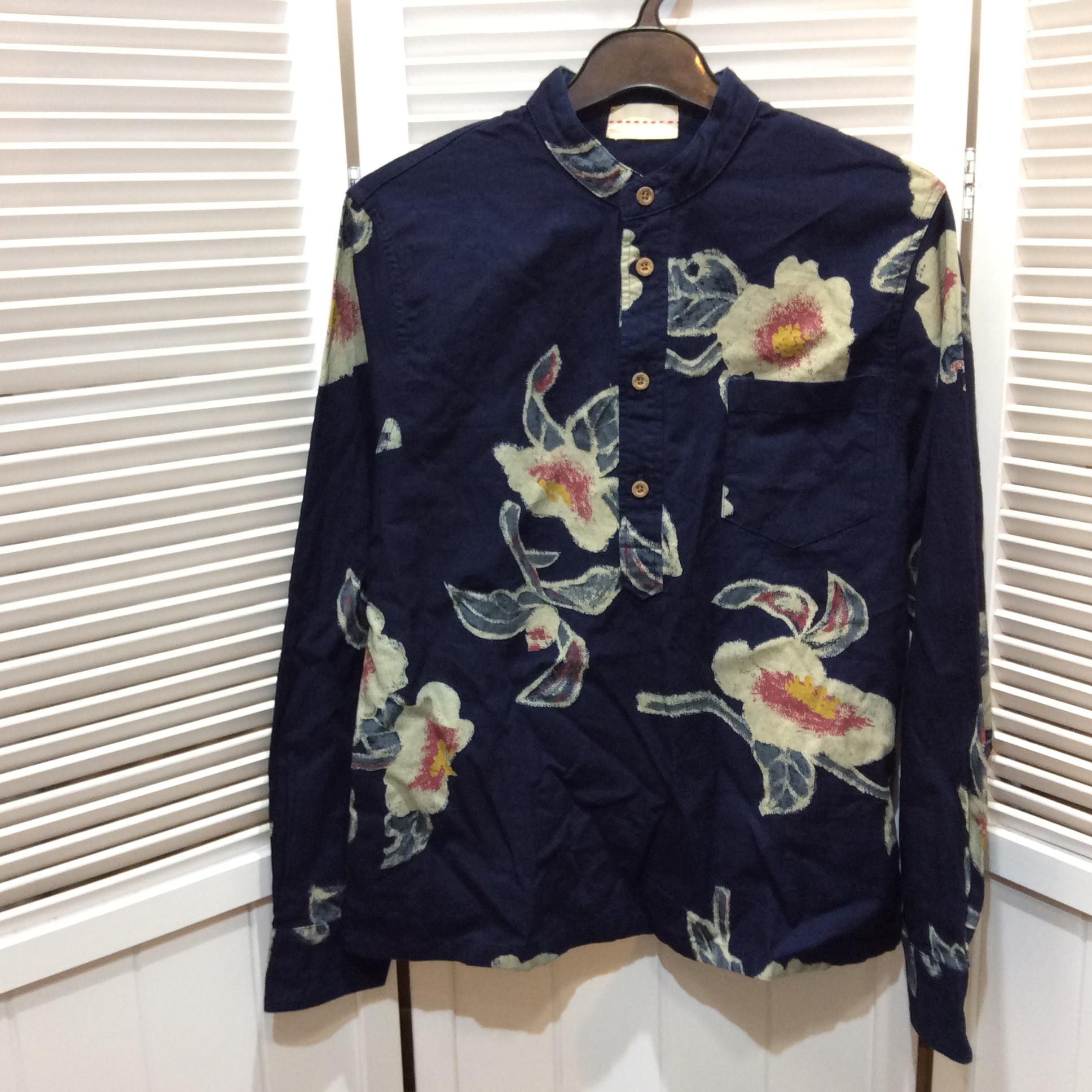 藍染長袖ブラウス  S 