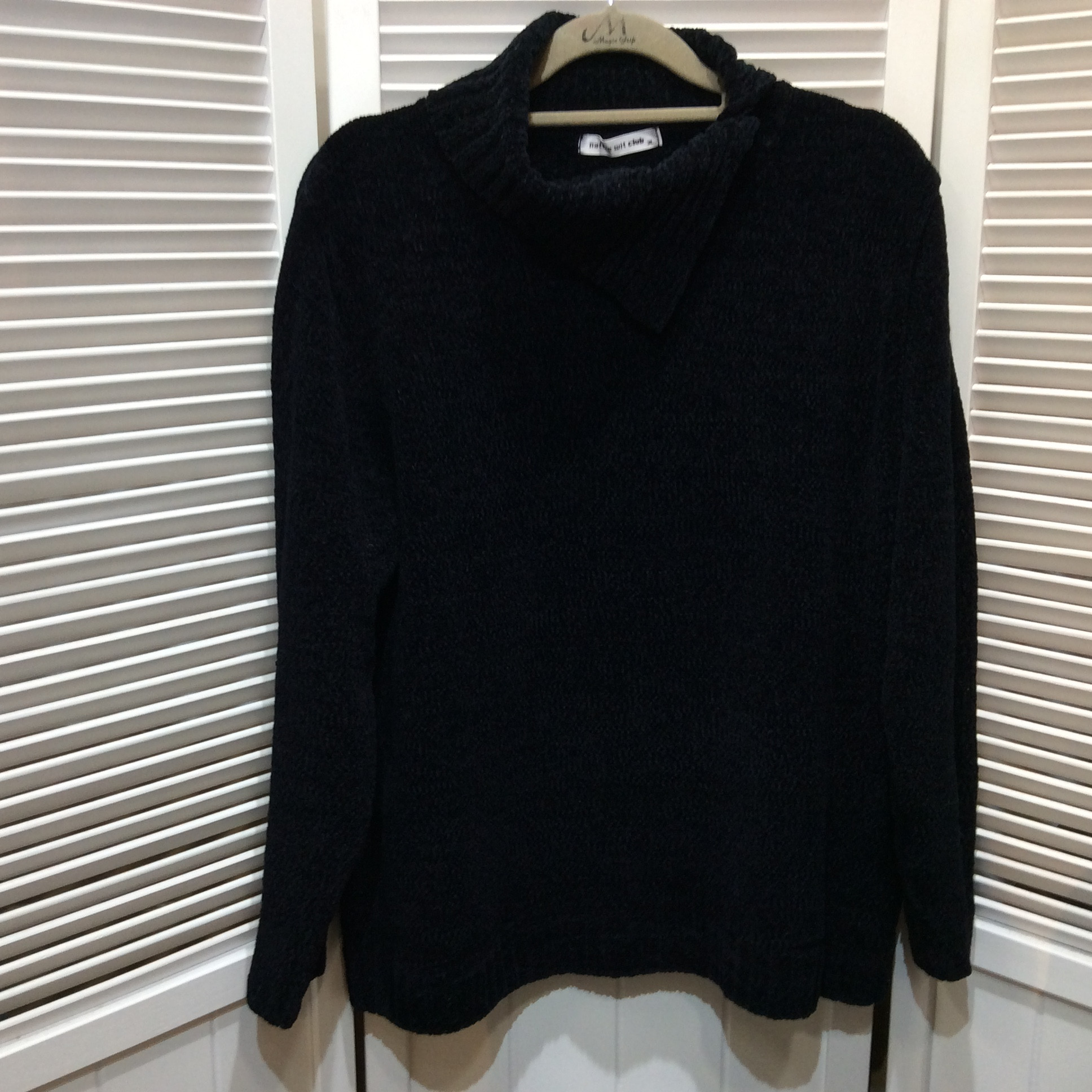 タートルセーター 3L 黒／厚手モールタイプ