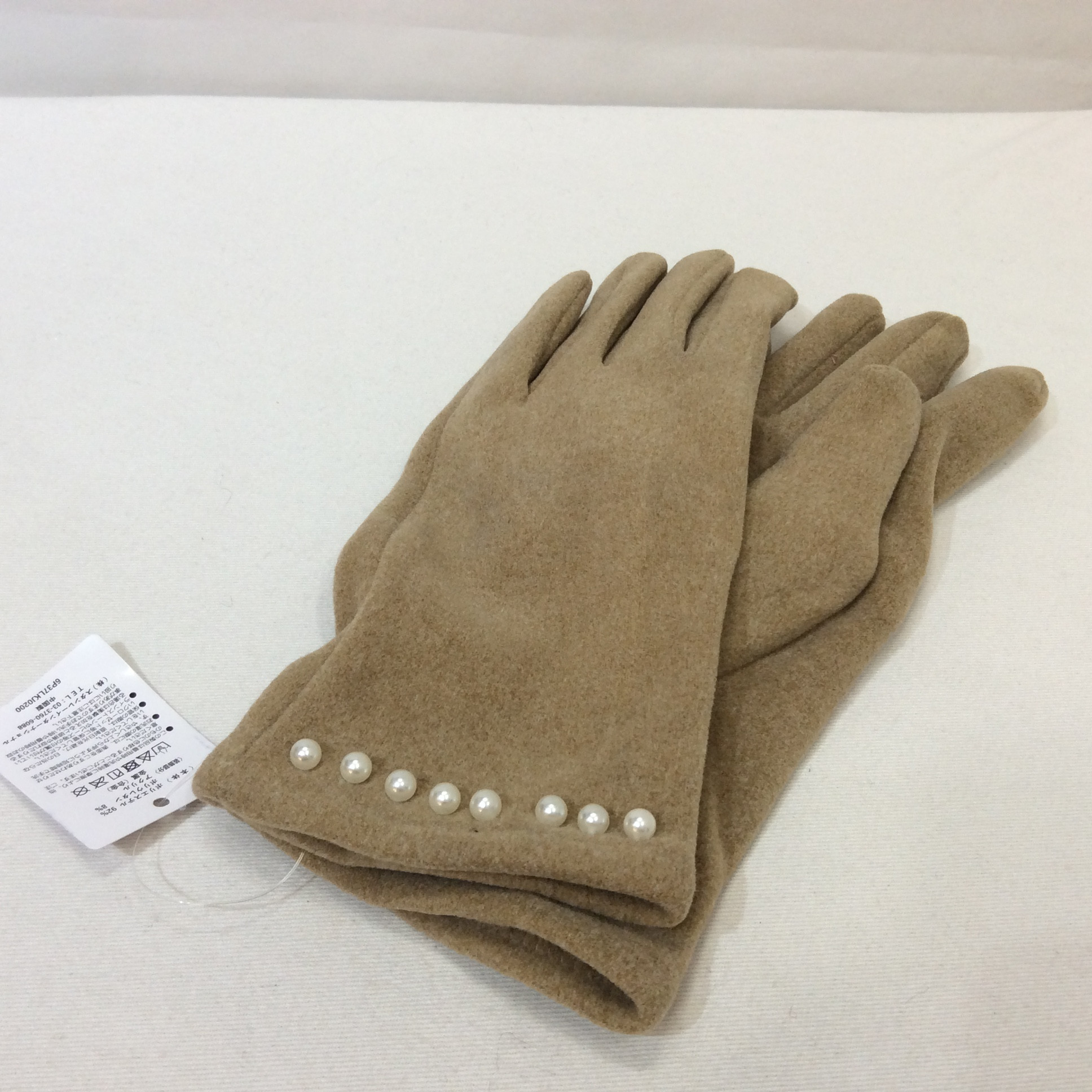 未使用 5本指手袋  ベージュ／バール