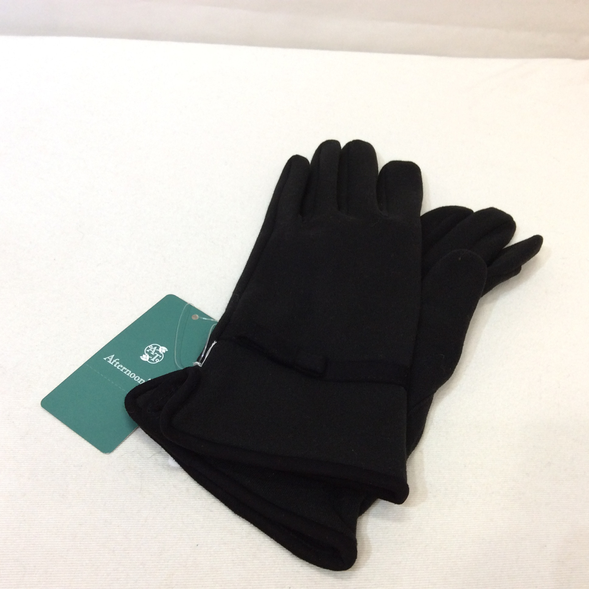 未使用 アフタヌーンティー 5本指手袋  ブラック／リボンモチーフ
