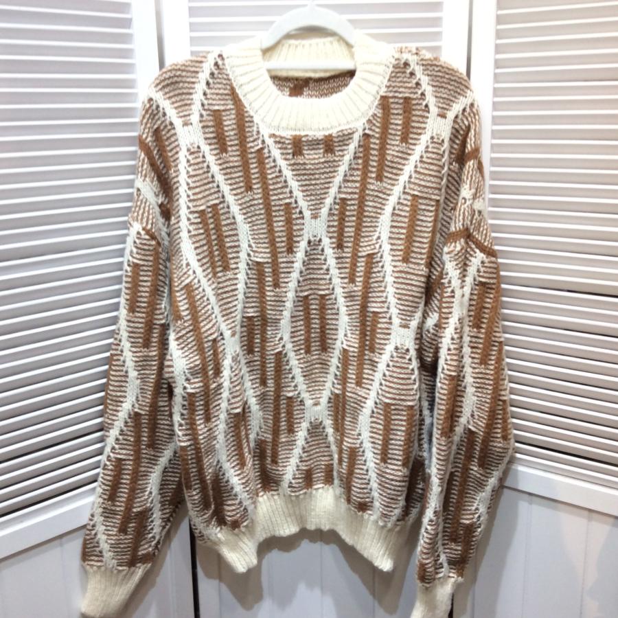新品☆3s4you レディース セーター M~L ブラウン×オフホワイト