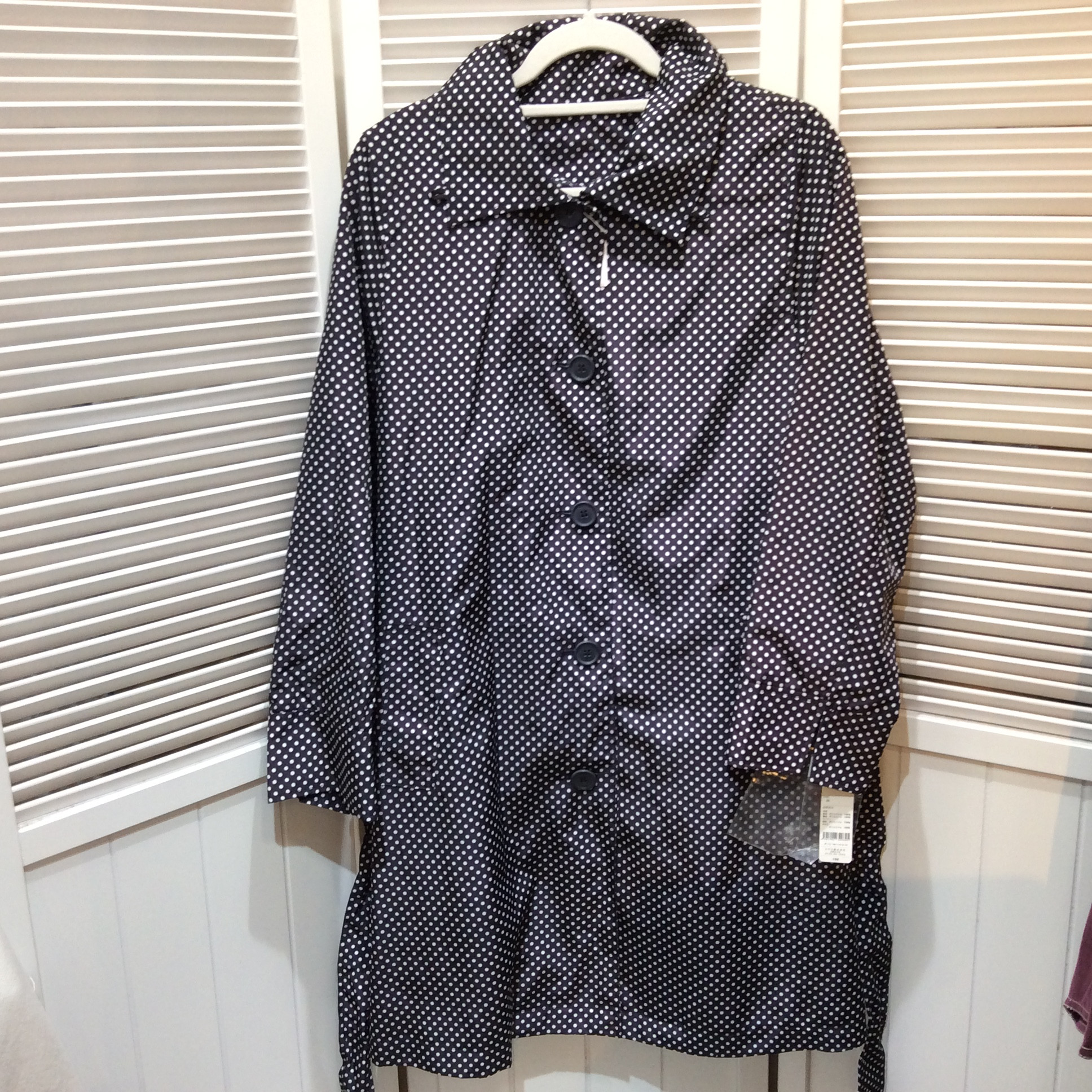 未使用☆ライナー付きナイロンコート LL ドット柄