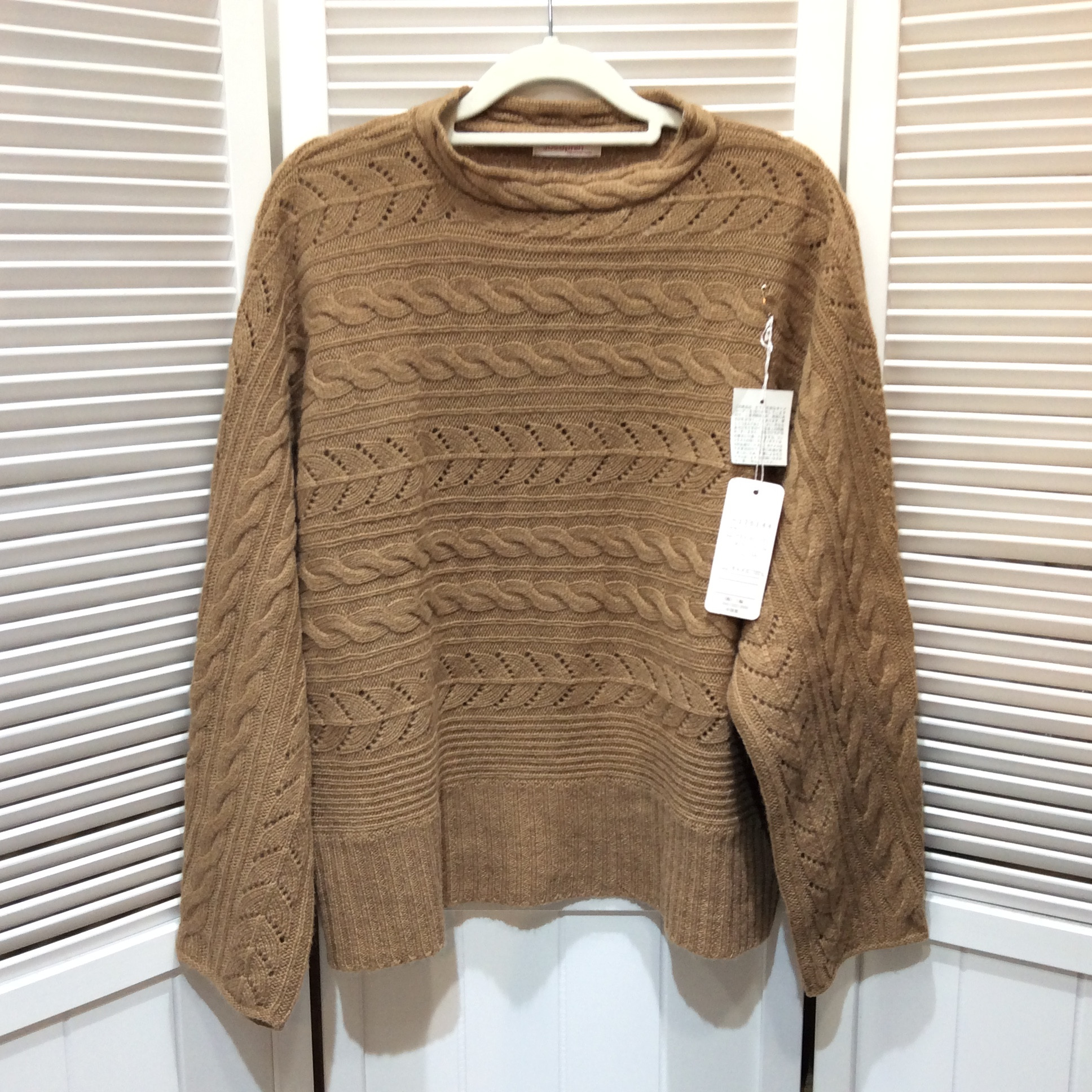 未使用☆Josephin キャメル100%長袖セーター L~LL ブラウン