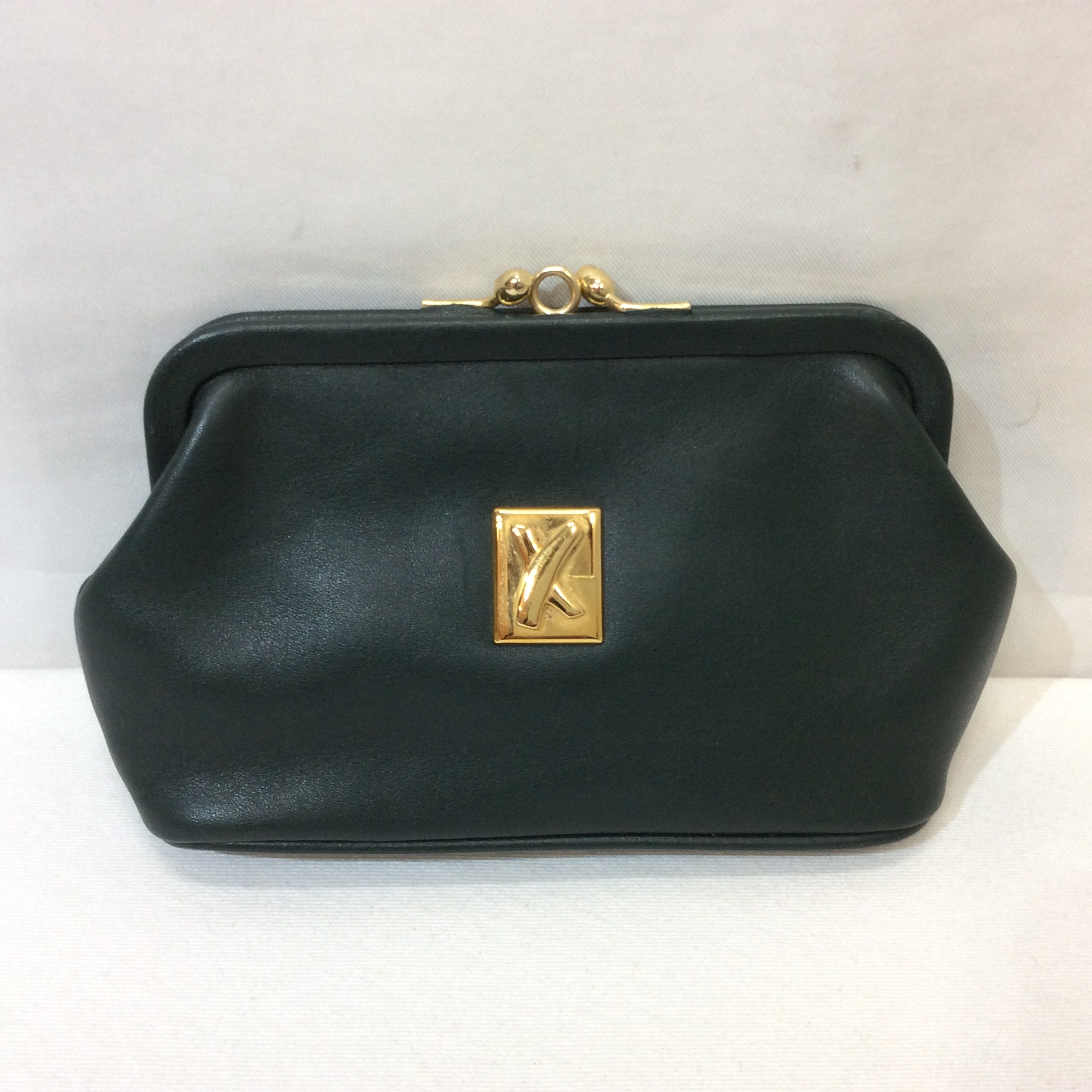 パロマピカソ レザーポーチ ダークグリーン がま口タイプ